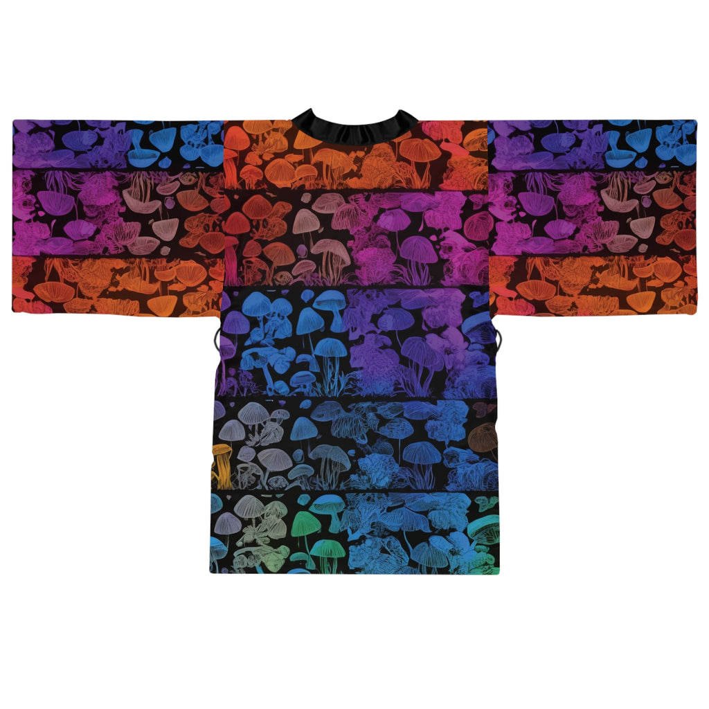Kimono Robe: Mushroom Gradient Kimono Robe — Colorful Psychedelic Mushroom Print