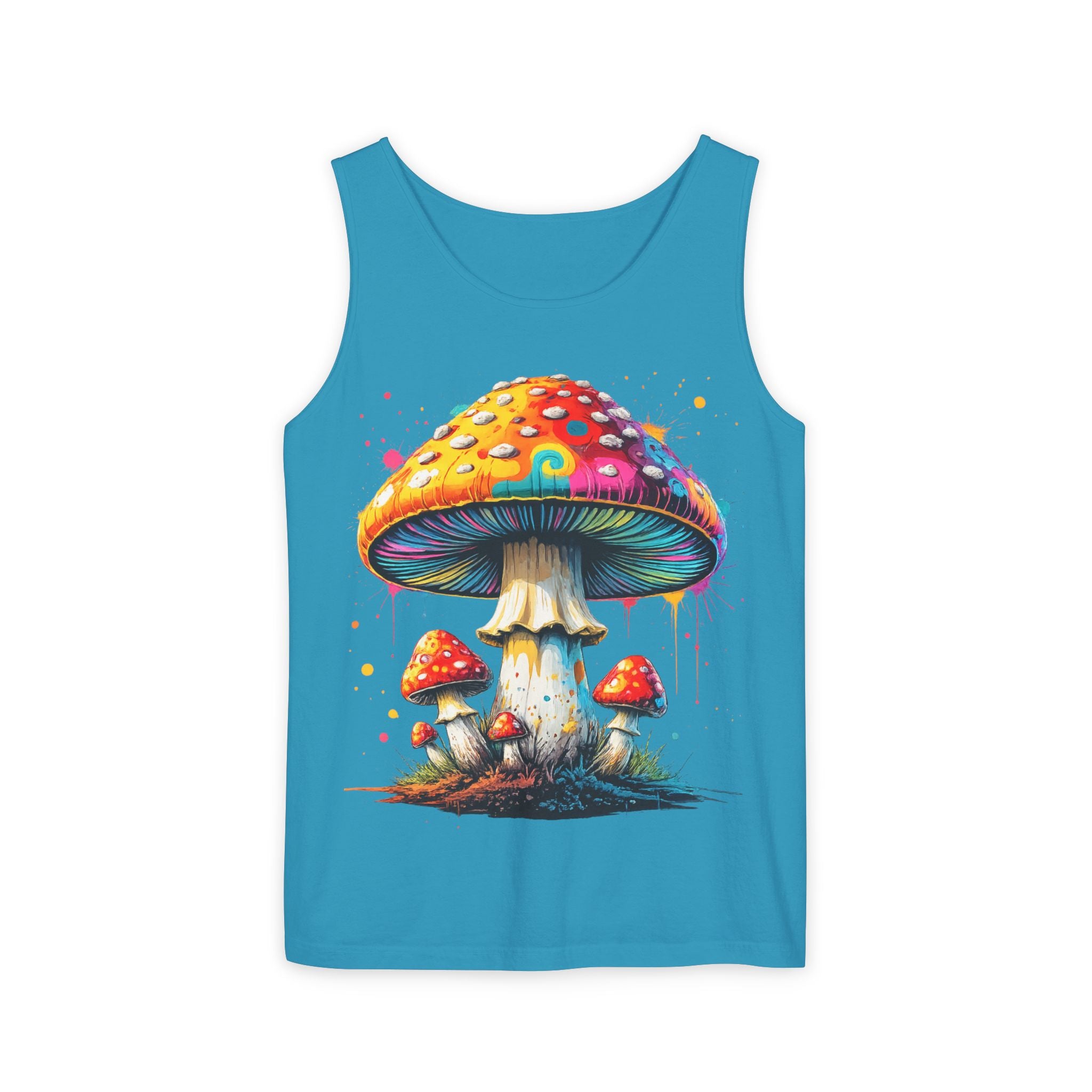 City: Portland Mushroom Graphic Tank Top — Colorful Psychedelic Fungi Design