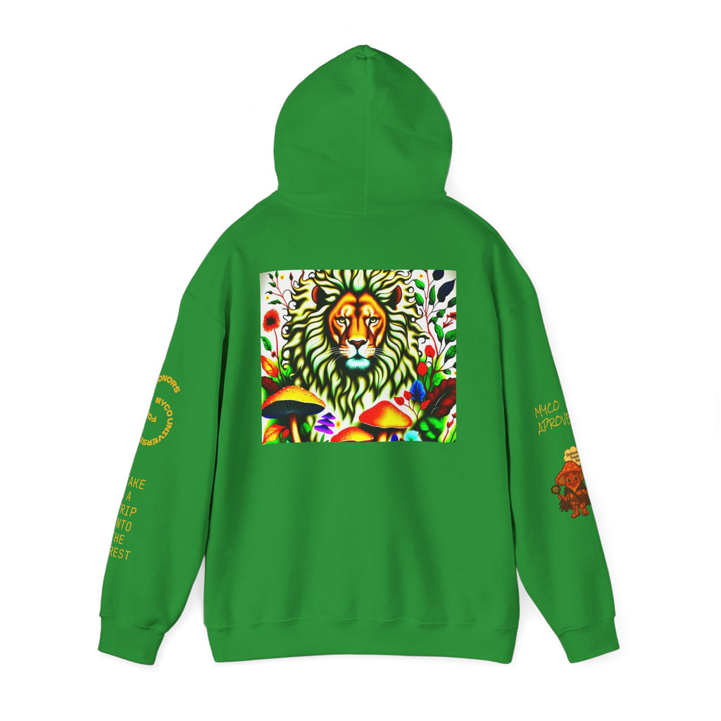 Myco University Lion & Mushroom Hoodie — Psychedelic Lion Graphic Pullover
