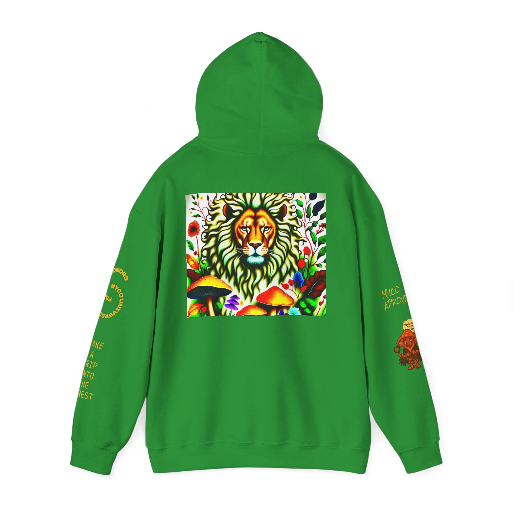 Myco University Lion & Mushroom Hoodie — Psychedelic Lion Graphic Pullover
