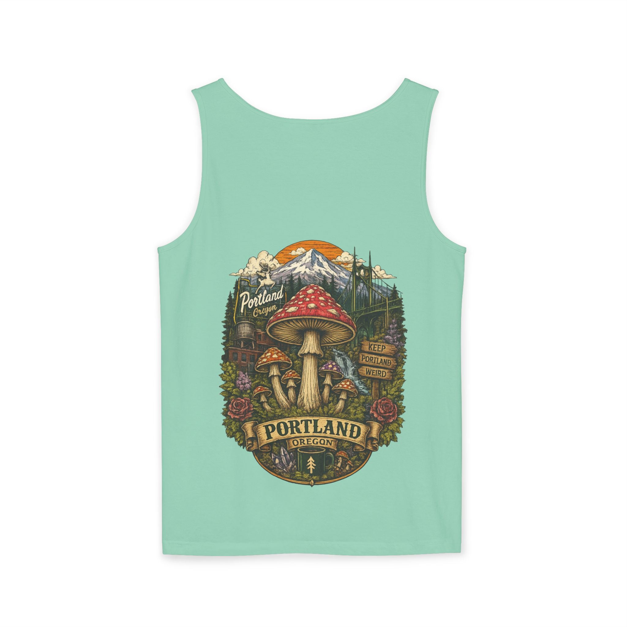 City: Portland Mushroom Tank Top — Psychedelic Forest Graphic Tank