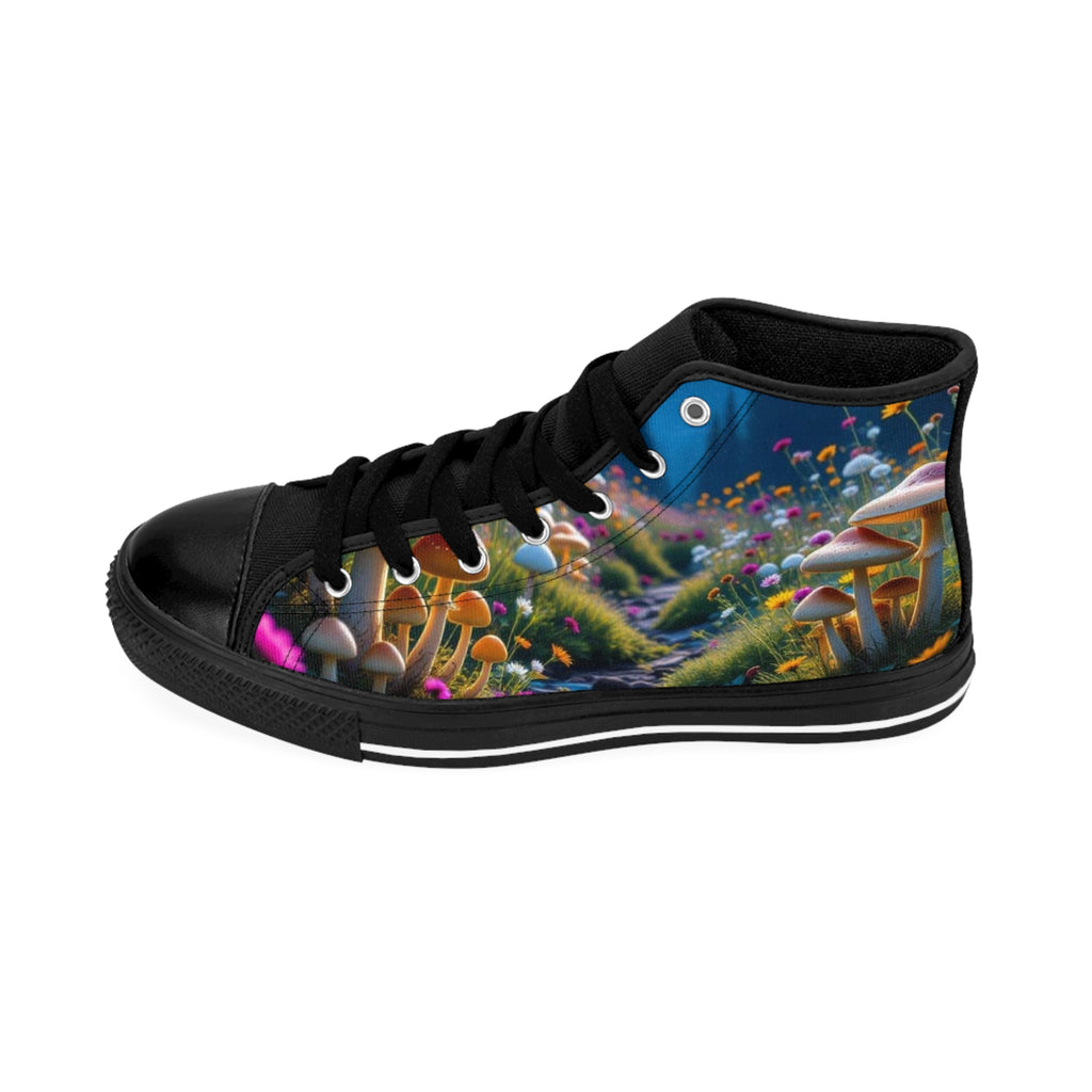 Zapatillas altas — Zapatos informales de mujer con diseño de bosque de hongos de neón