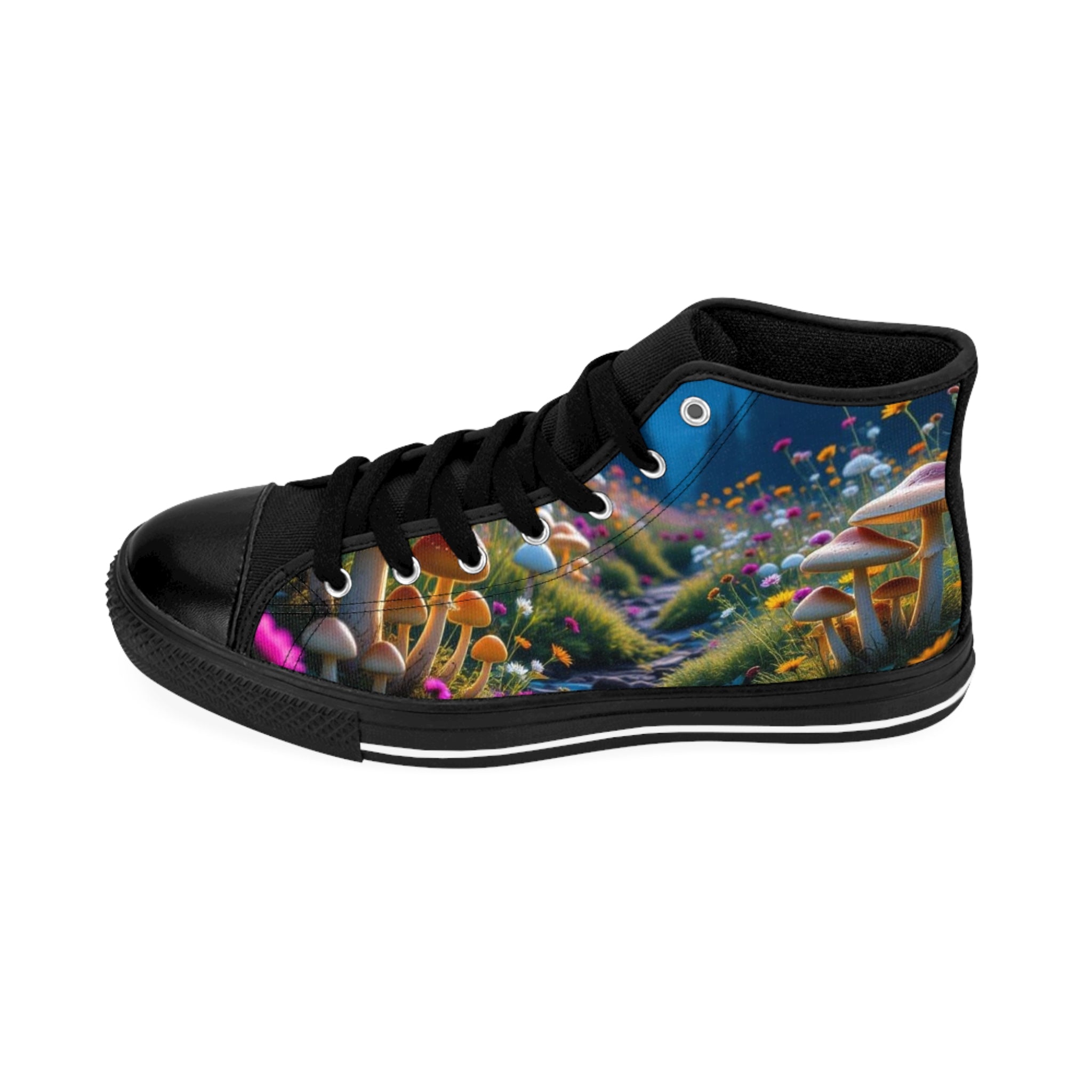 Zapatillas altas — Zapatos informales de mujer con diseño de bosque de hongos de neón
