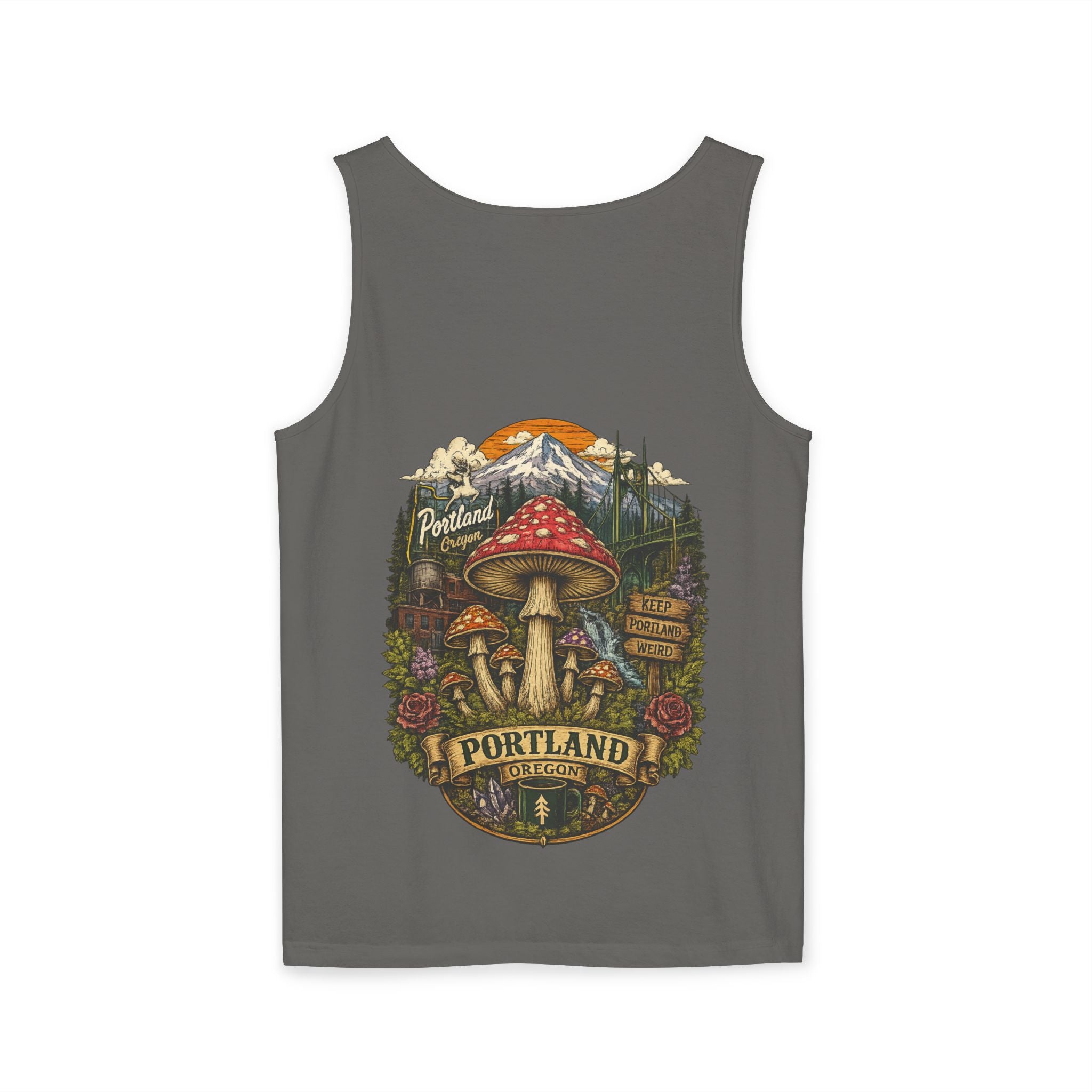 City: Portland Mushroom Tank Top — Psychedelic Forest Graphic Tank