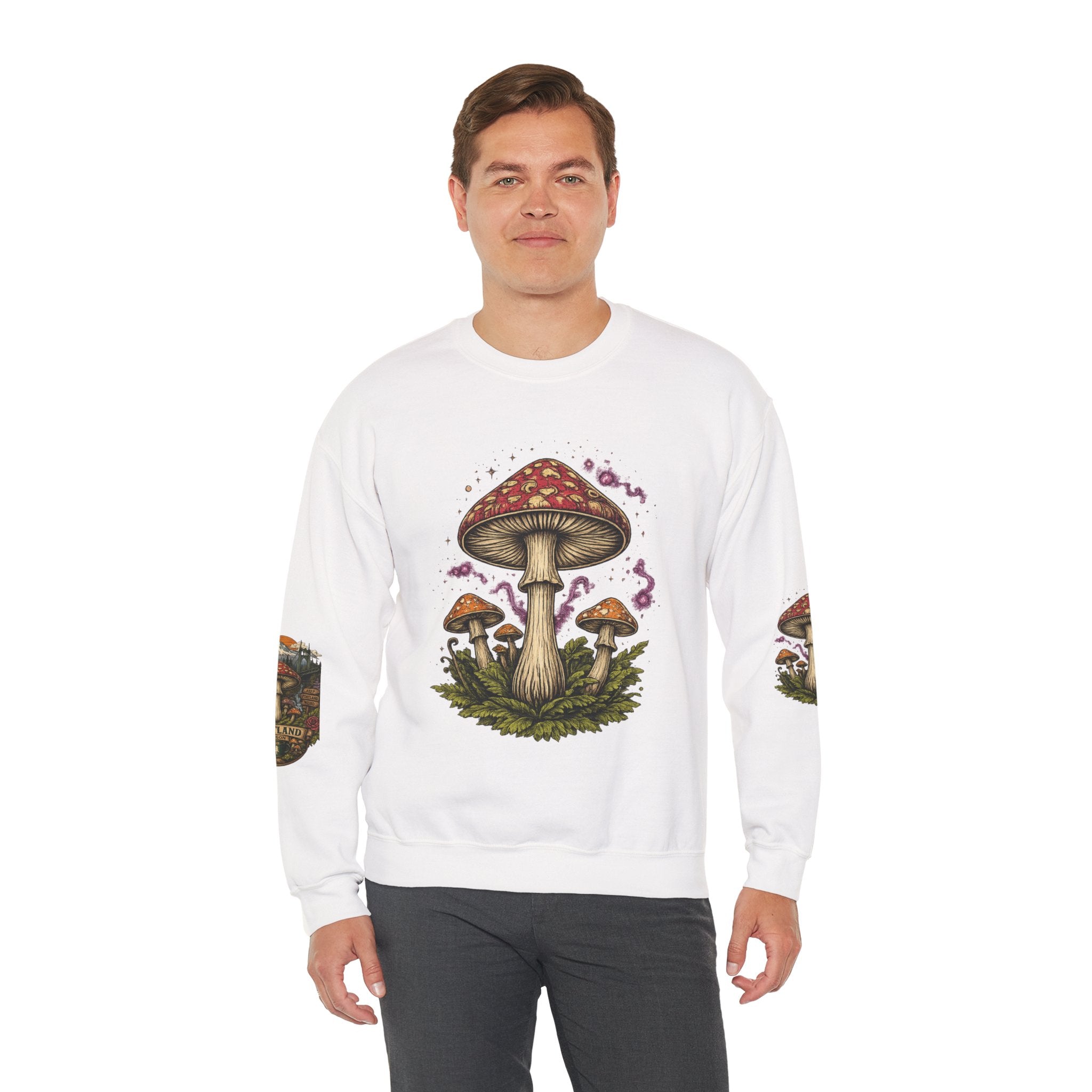 City: Portland Mushroom Crewneck Sweatshirt Vintage Psychedelic Fungi Graphic