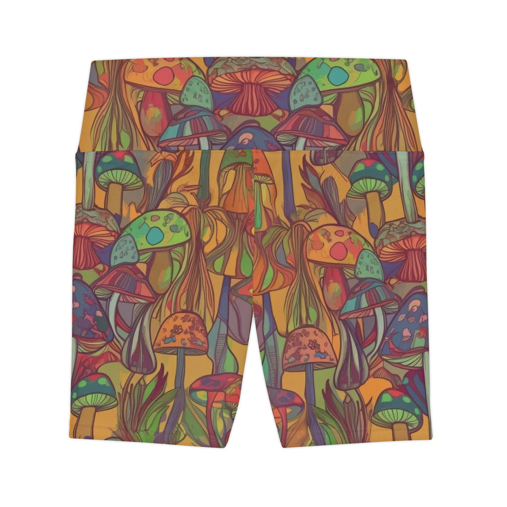 Pantalones Cortos de Entrenamiento para Mujer con Setas Psicodélicas — Ropa Deportiva AOP Colorida