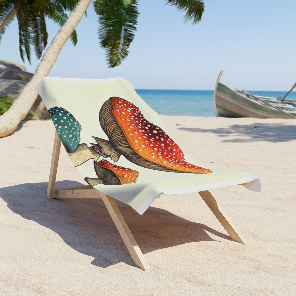 Toalla de playa con arte de hongos: estampado psicodélico colorido de hongos