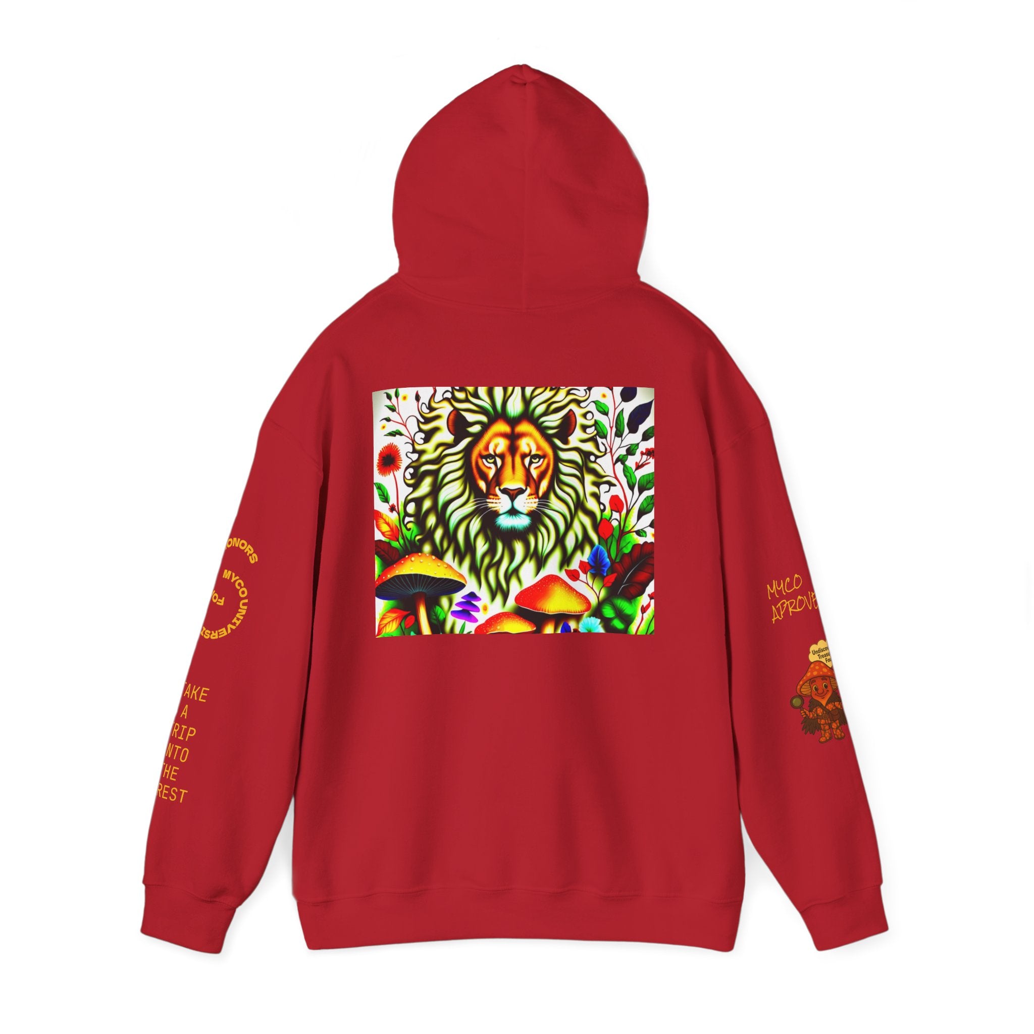 Myco University Lion & Mushroom Hoodie — Psychedelic Lion Graphic Pullover