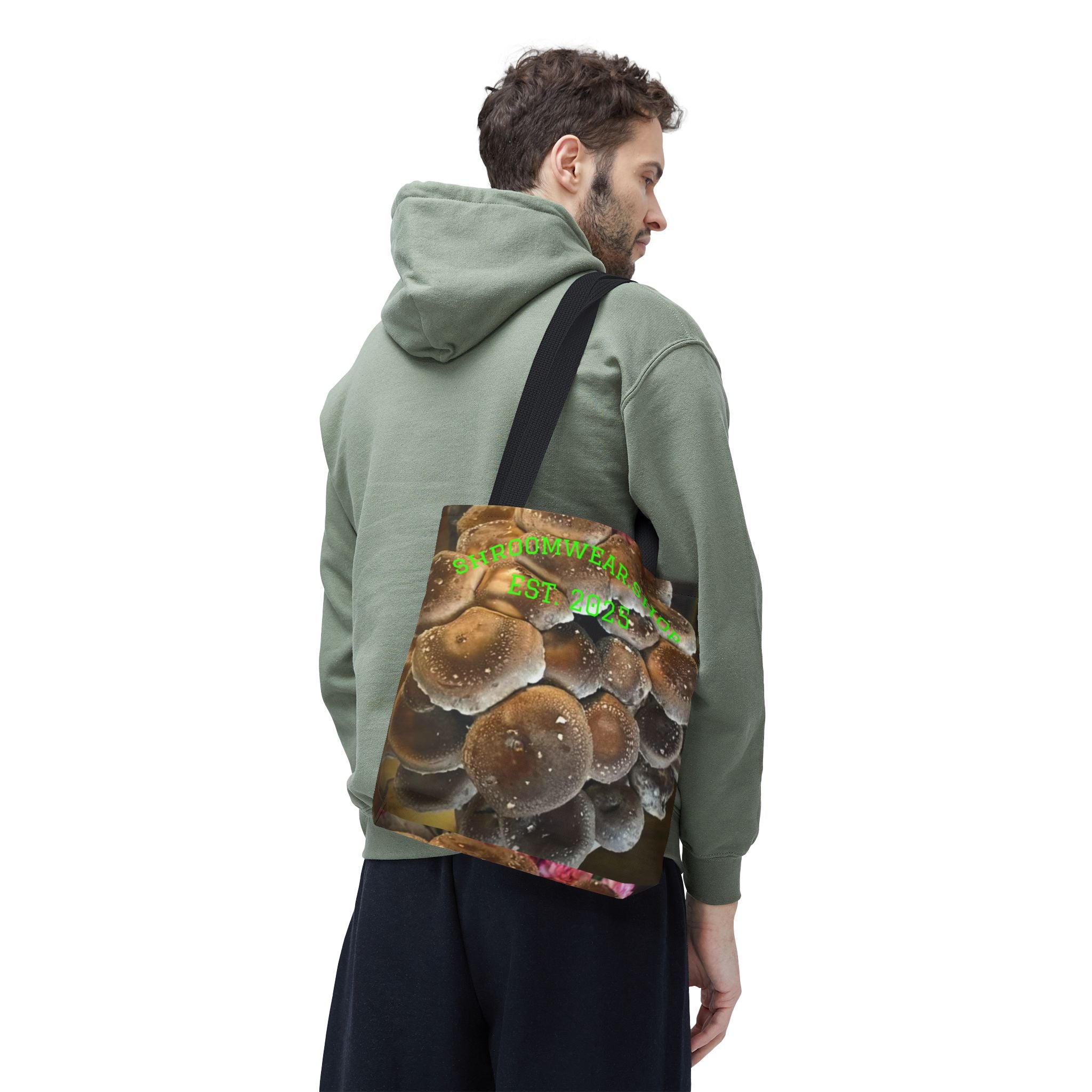 Bag: Mushroom Print Tote Bag-Over-Print Canvas Tote