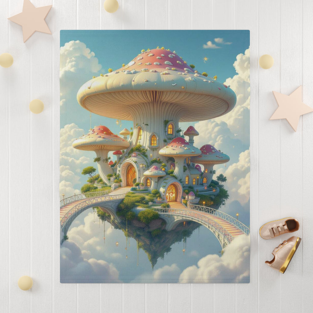 Manta para bebé Castillo de Champiñones — Manta de forro polar caprichosa para cunas de bebés y niños pequeños