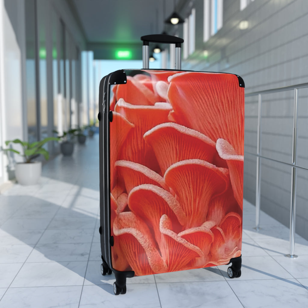 Suitcase: Red Coral Floral Carry-On Suitcase — Bold Botanical Travel Luggage