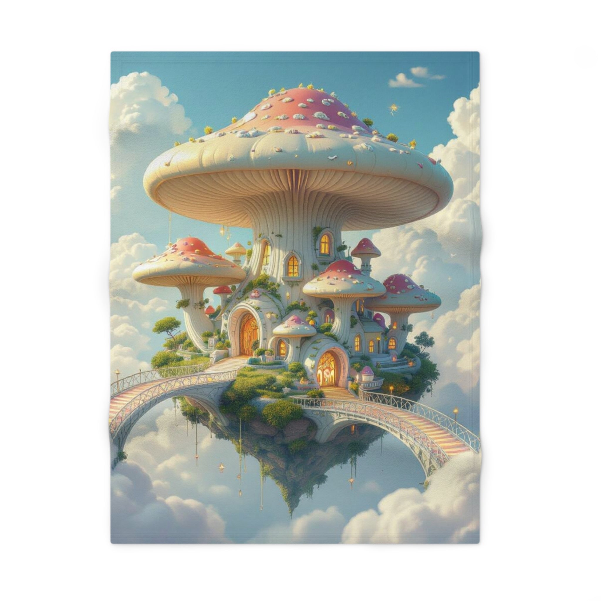Mushroom Castle Baby Blanket — Whimsical Fleece Nursery Throw for Infants & Toddler