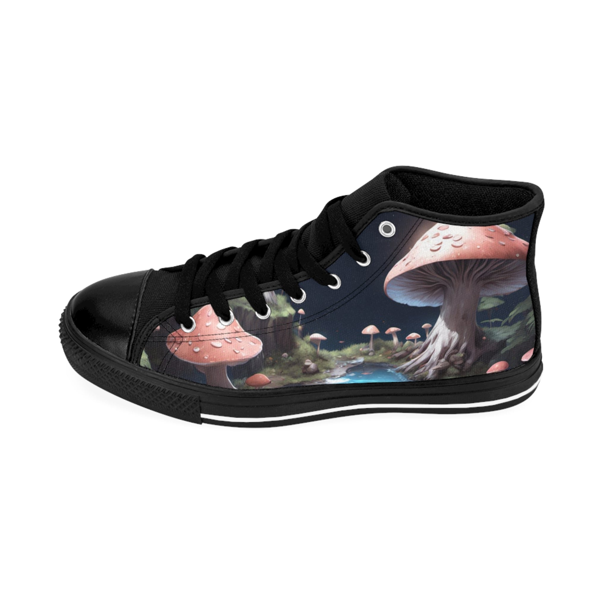 High-Top Sneakers — Enchanted Mushroom Forest Design