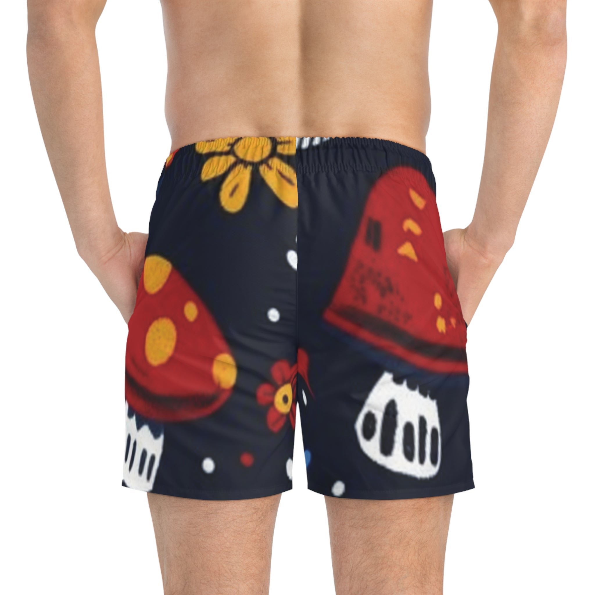 Bañador floral de setas - Pantalones cortos de playa con estampado de amanita roja