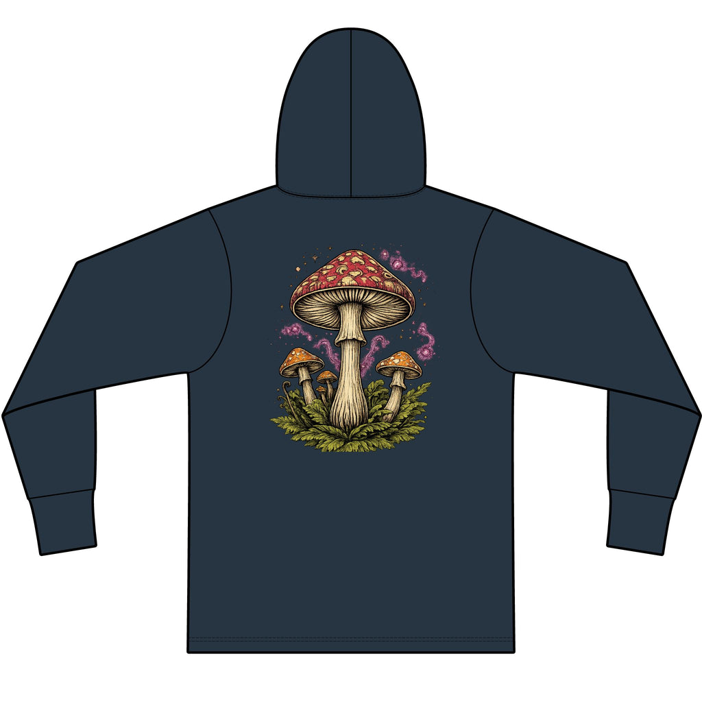 Hoodie: Mushroom Globe Hoodie — Nature Illustration Hooded Long Sleeve Tee