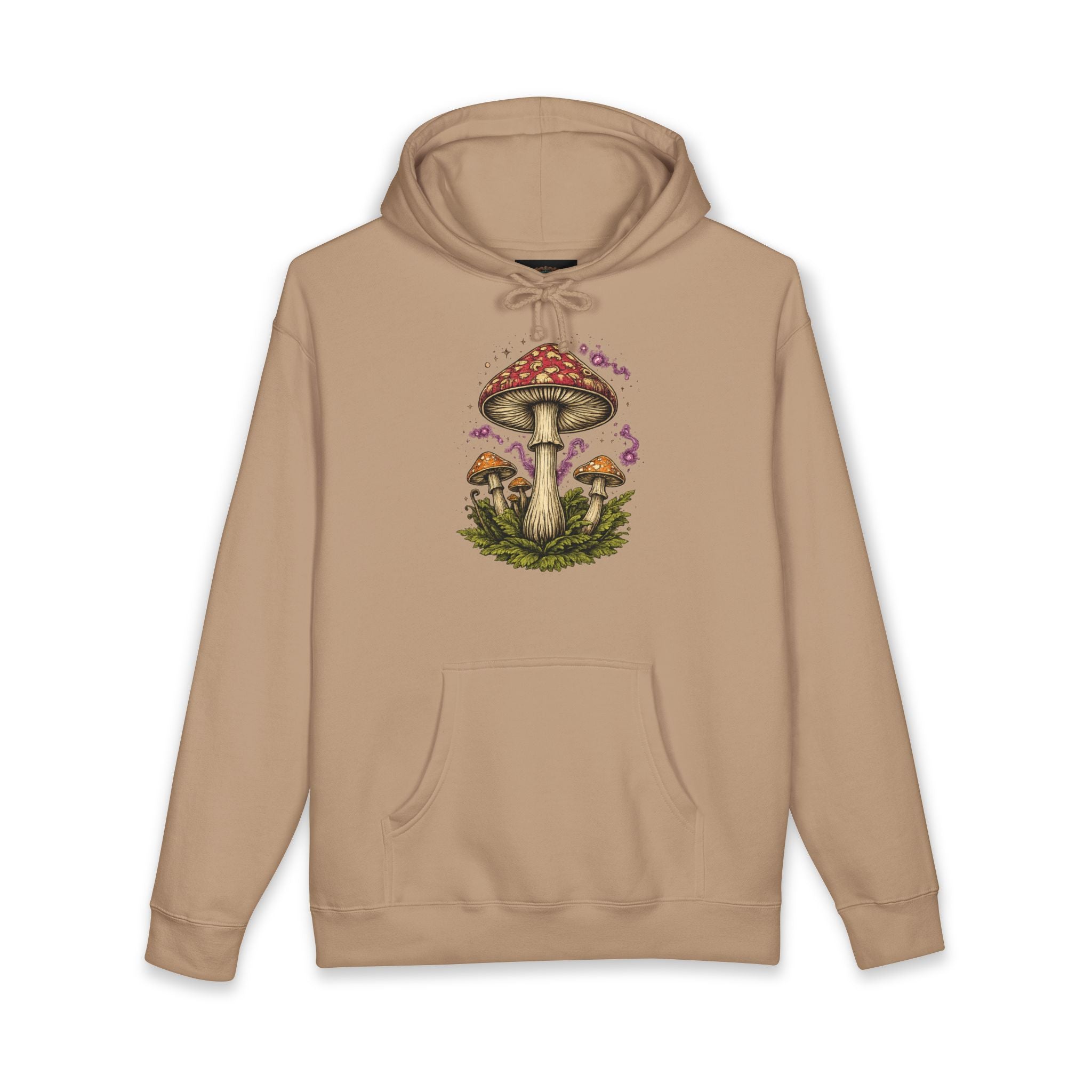Mushroom Grove Hoodie — Vintage Toadstool Illustration Hooded Sweatshirt