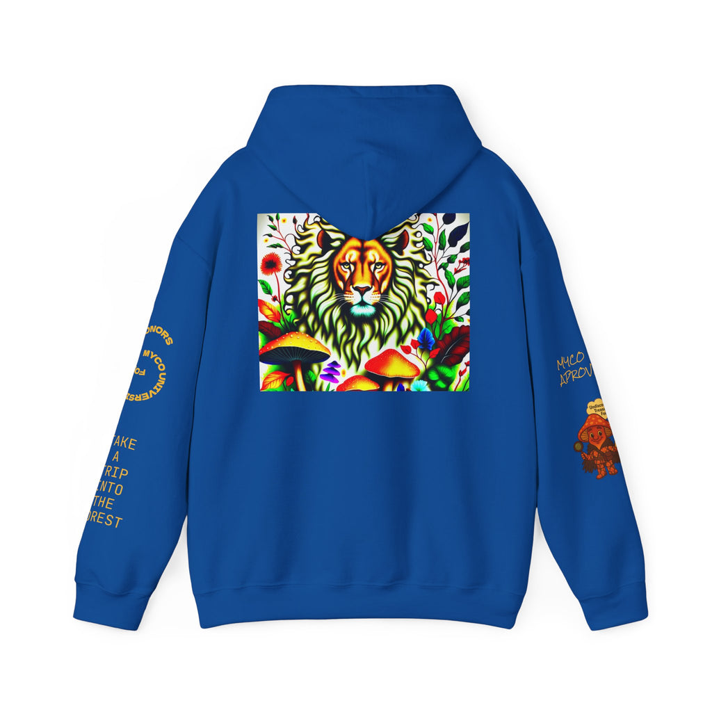 Myco University Lion & Mushroom Hoodie — Psychedelic Lion Graphic Pullover