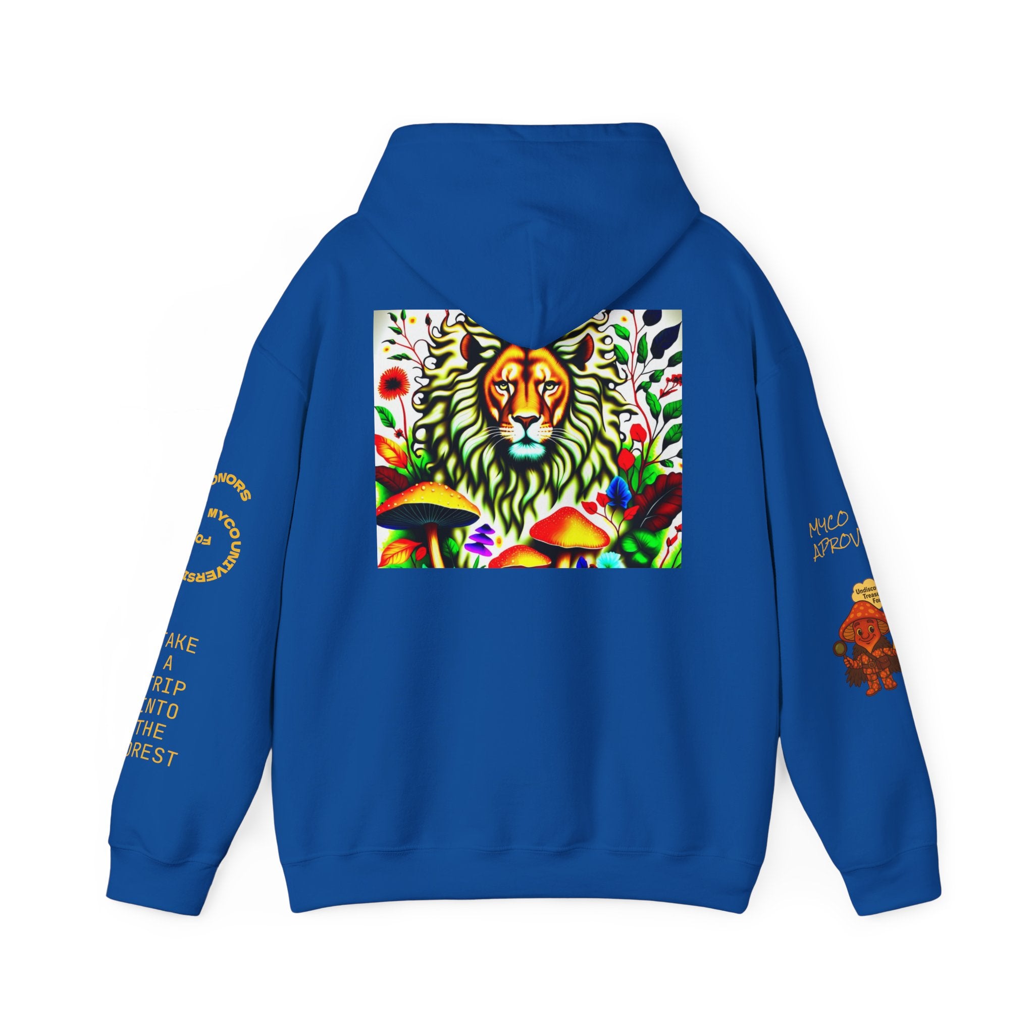Myco University Lion & Mushroom Hoodie — Psychedelic Lion Graphic Pullover