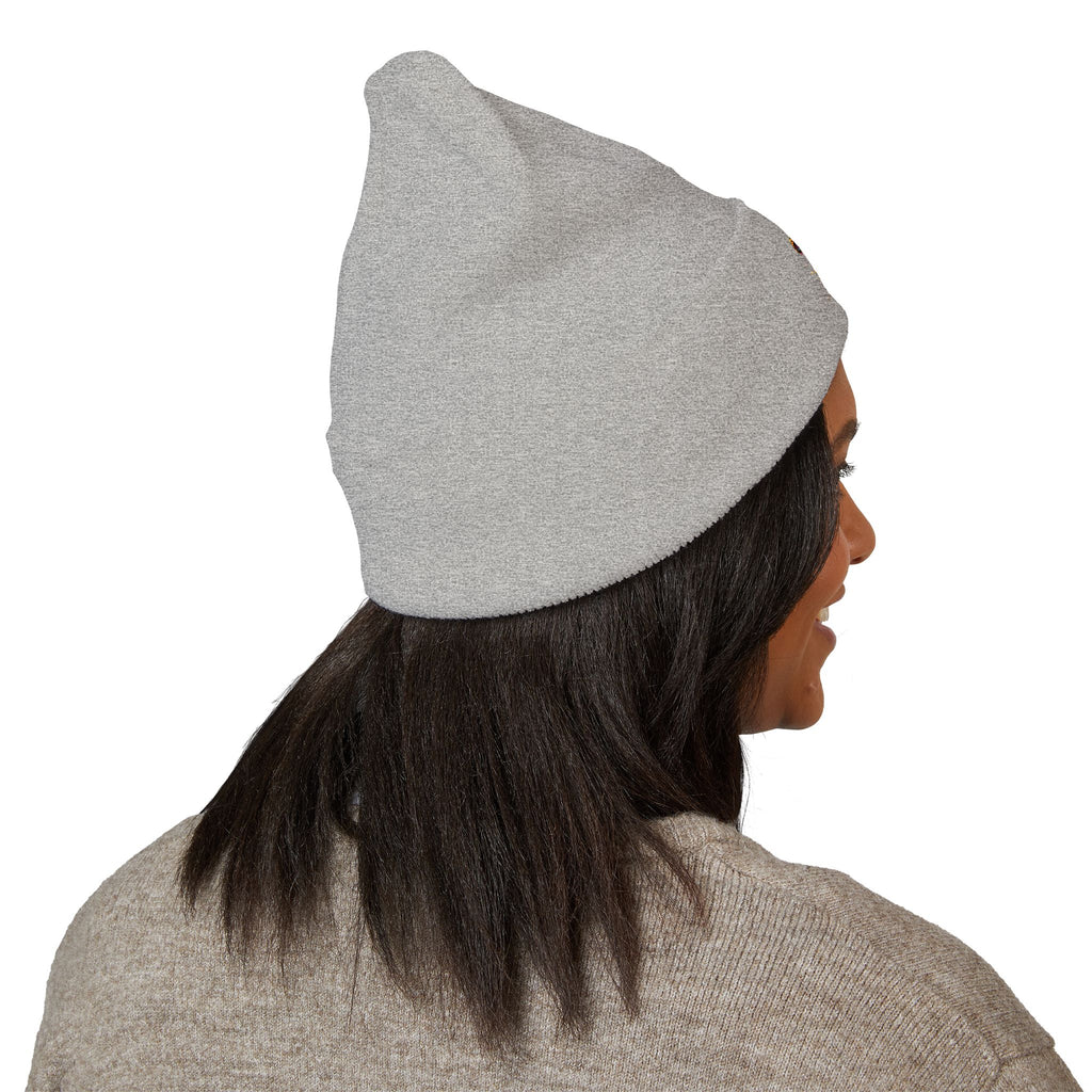 Beanie: Embroidered Colorful Mushroom Beanie — Cute Cuffed Knit Hat