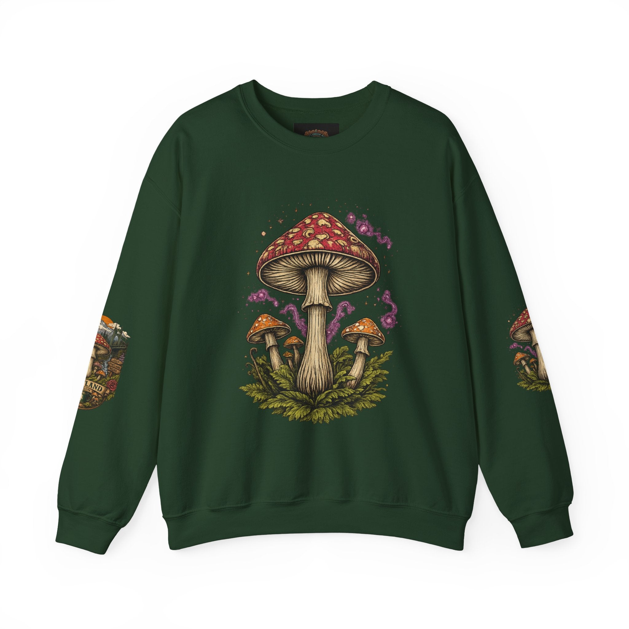 City: Portland Mushroom Crewneck Sweatshirt Vintage Psychedelic Fungi Graphic