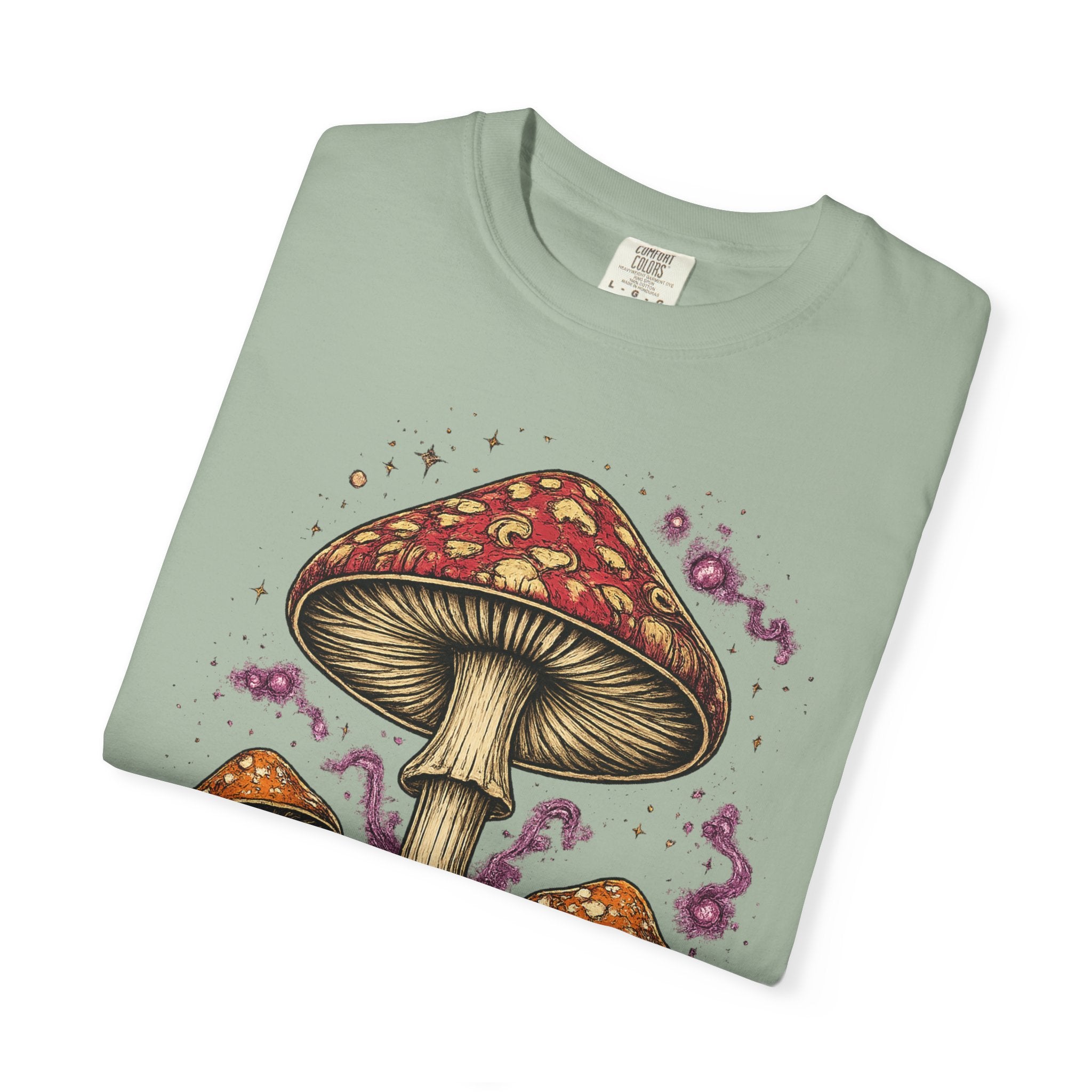 City: Portland Mushroom Graphic T-Shirt — Vintage Forest Amanita Design