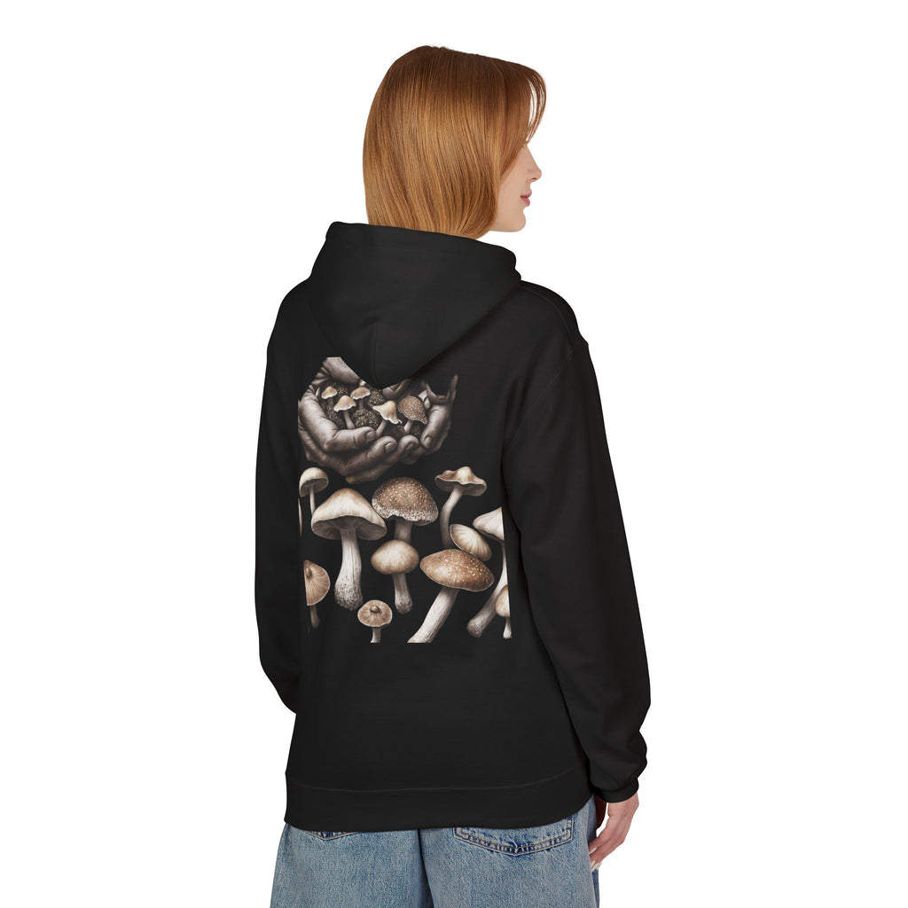 Mushroom Art Hoodie — Botanical Foraging Graphic Pullover