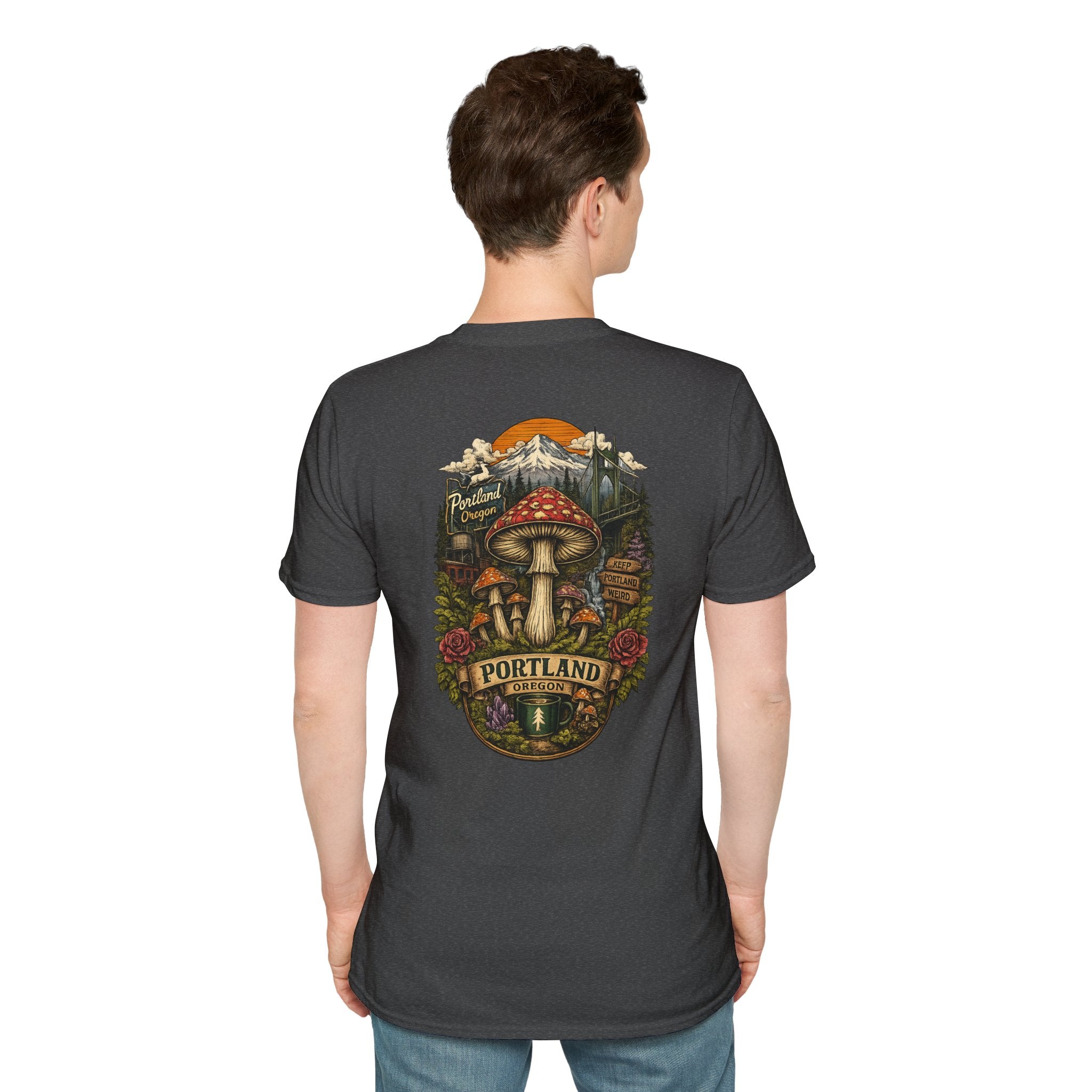 City: Portland Mushroom Magic T-Shirt — Vintage Red Toadstool Illustration