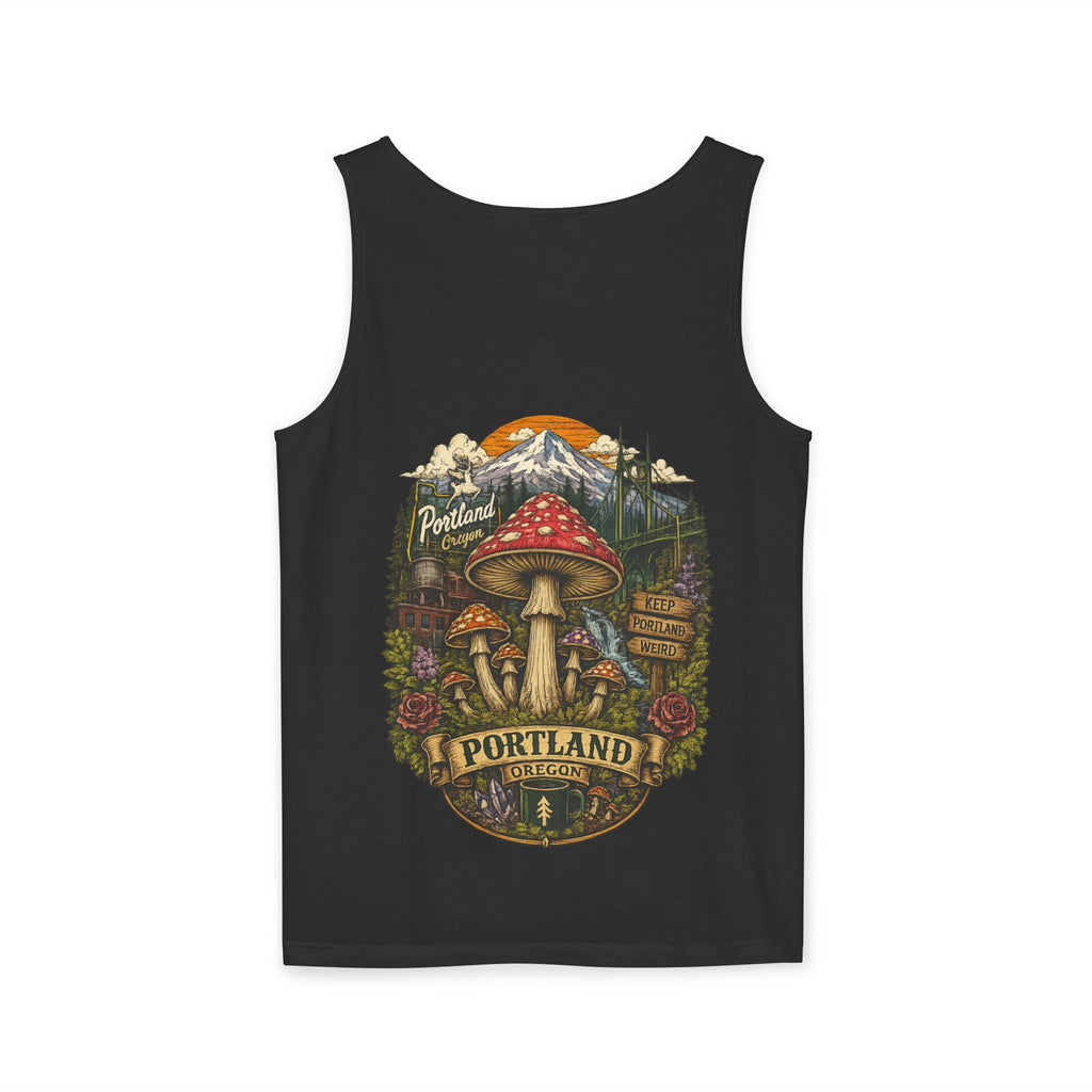 City: Portland Mushroom Graphic Tank Top — Colorful Psychedelic Fungi Design