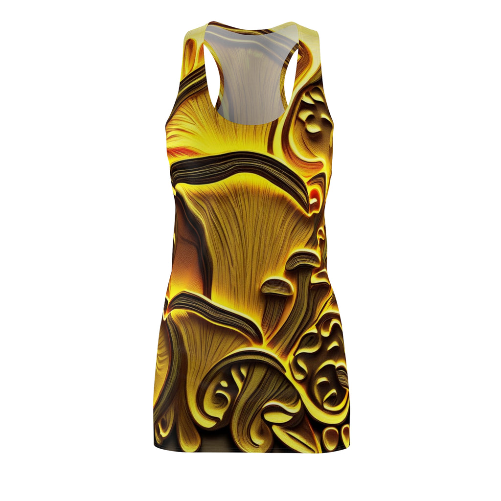 Golden Mushroom Racerback Dress — Psychedelic Fungi Print