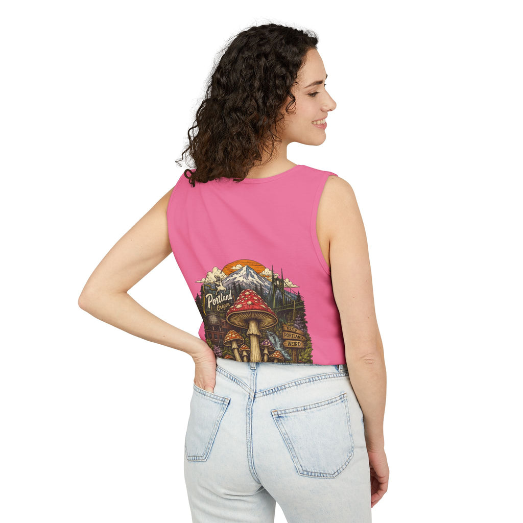 City: Portland Mushroom Graphic Tank Top — Colorful Psychedelic Fungi Design