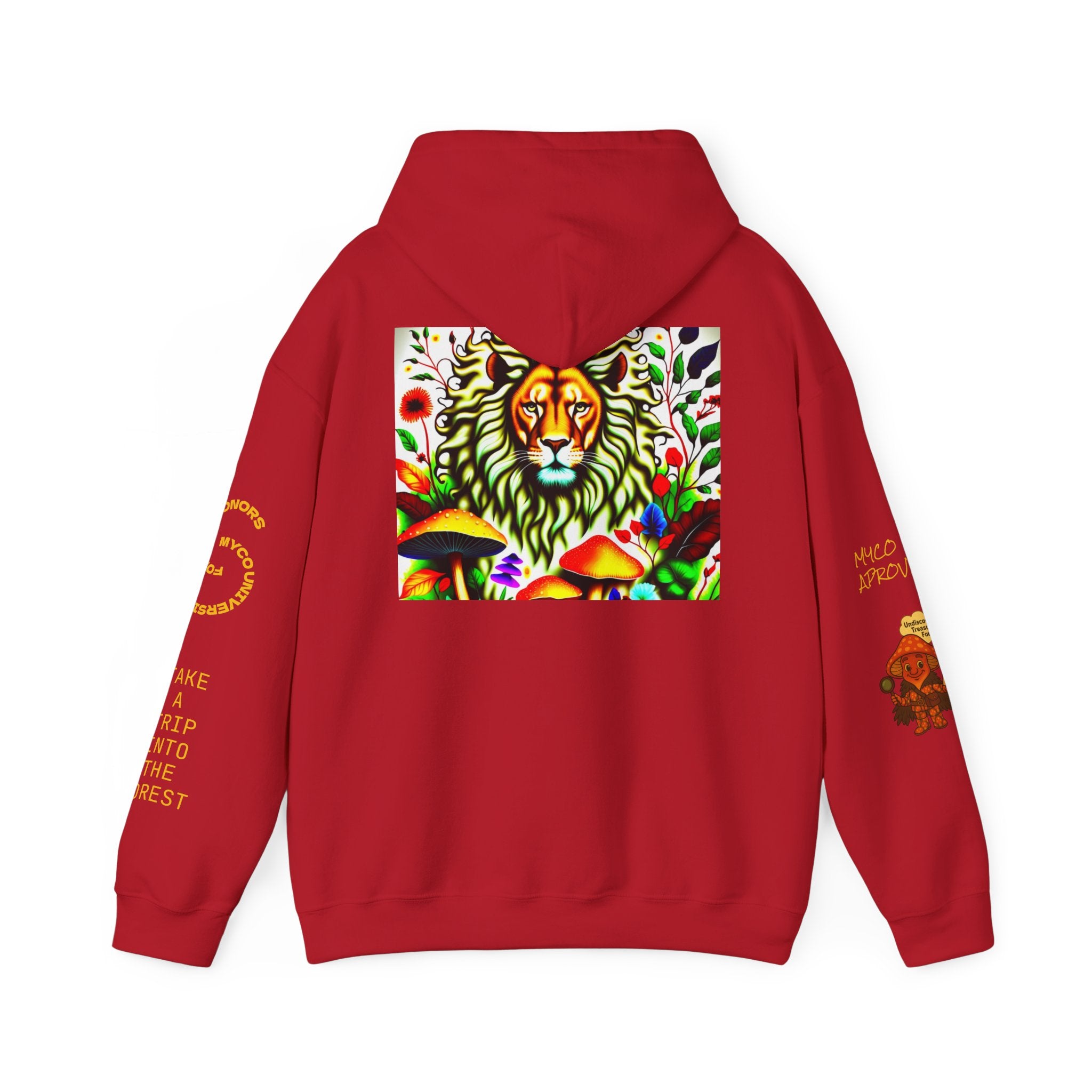 Myco University Lion & Mushroom Hoodie — Psychedelic Lion Graphic Pullover
