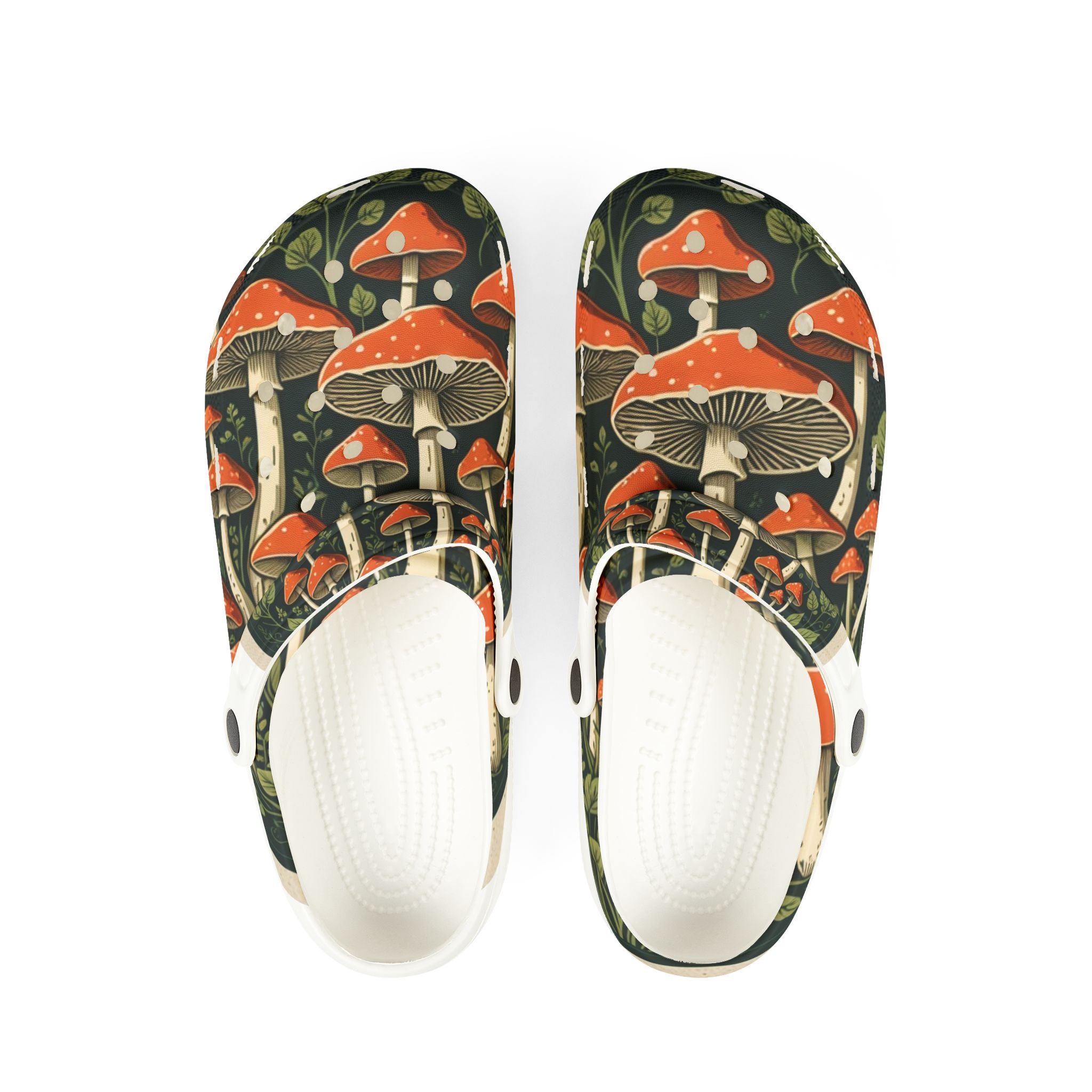 Mushroom Garden EVA Foam Clogs – All-Over Print Comfort Shoes