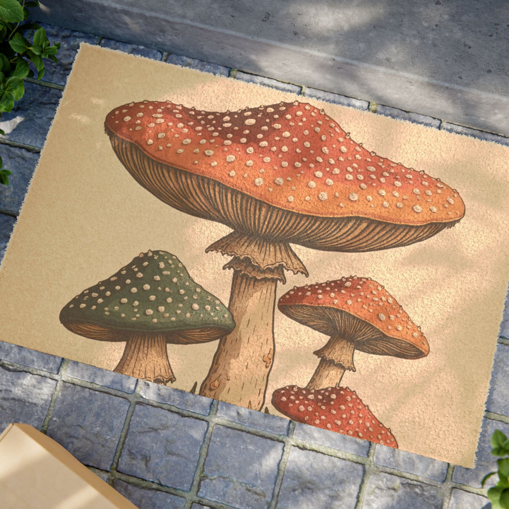 Mushroom Vintage Doormat – Retro Toadstool Welcome Mat