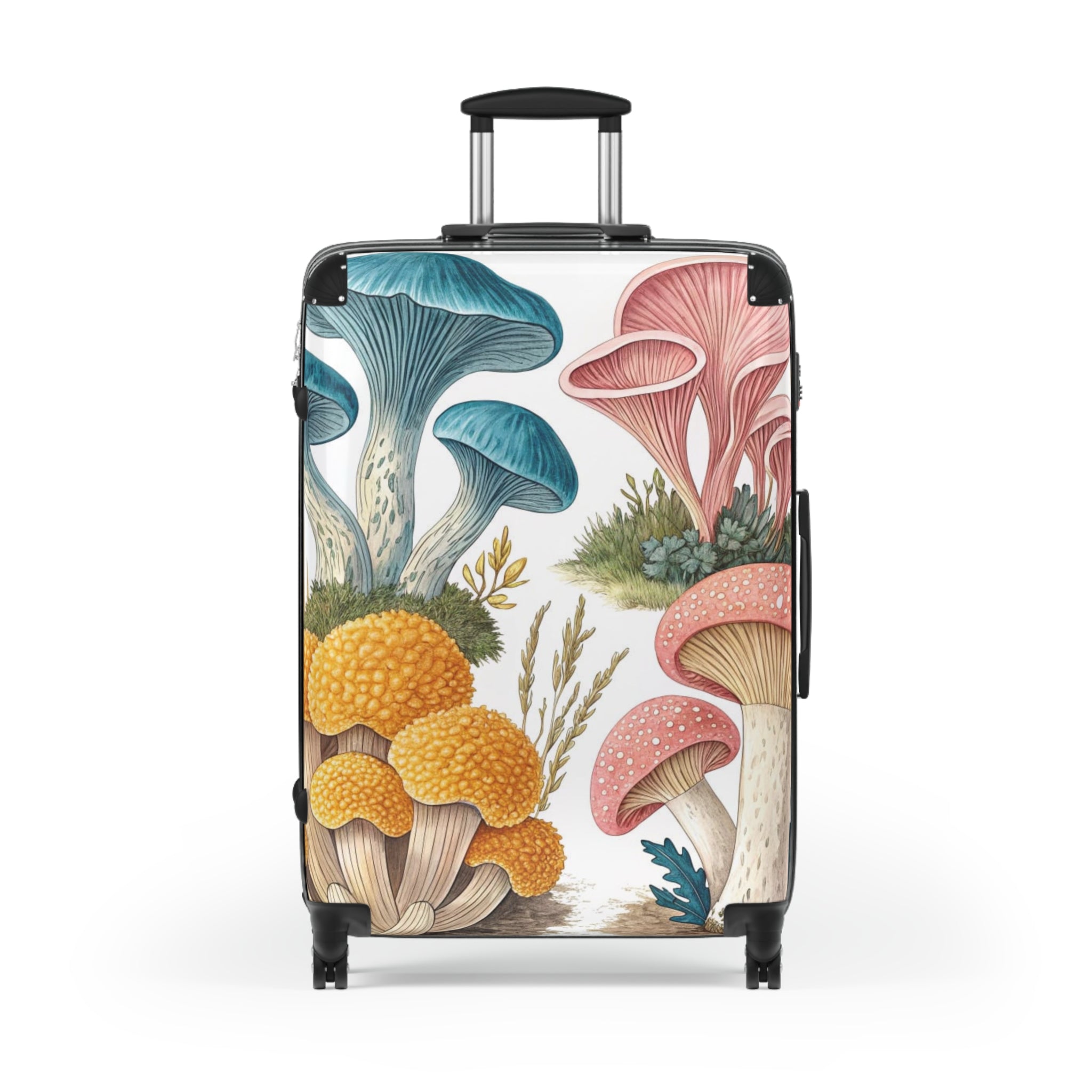 Botanical Mushroom Suitcase – Colorful Fungi Travel Luggage
