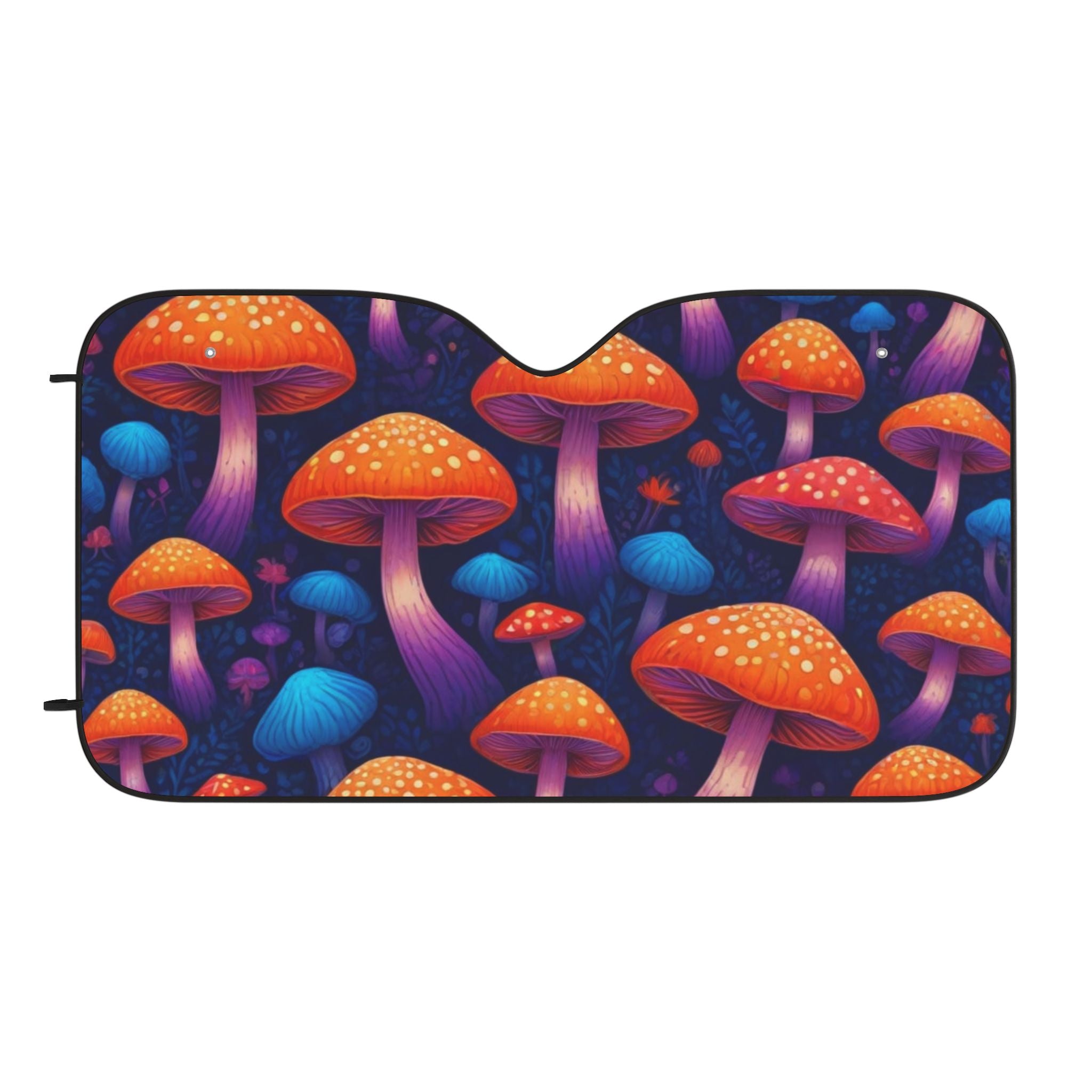 Psychedelic Mushroom Car Sun Shade — Colorful UV-Blocking Windshield Cover