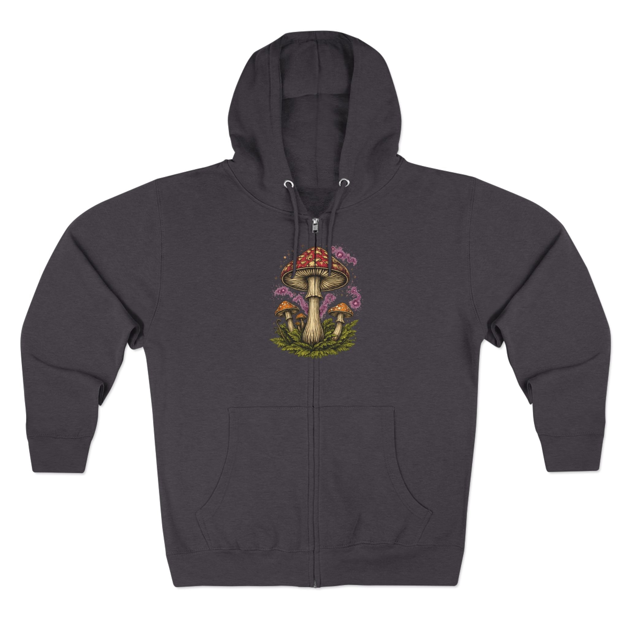 City: Portland Mushroom Zip Hoodie — Vintage Psychedelic Fungi Forest Jacket