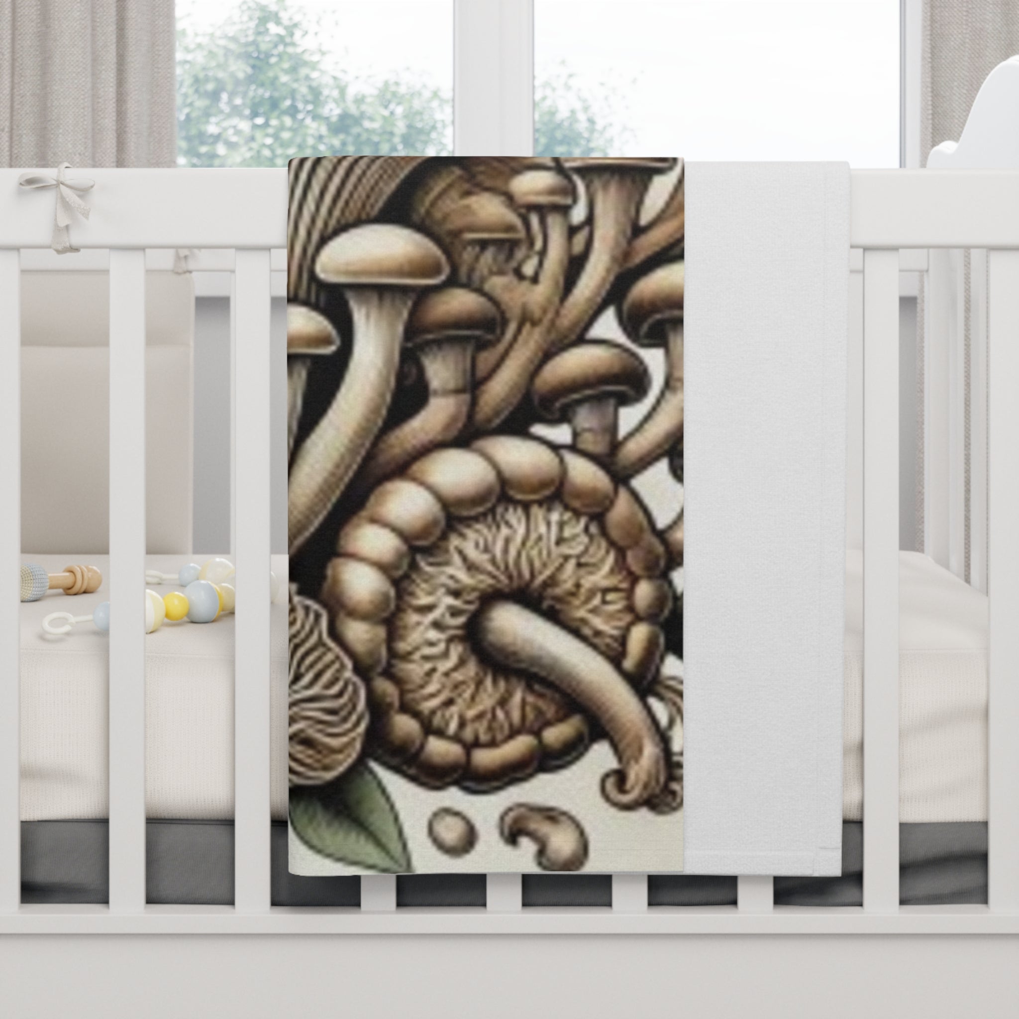 Mushroom Garden Baby Blanket — Soft Fleece Woodland Nursery Throw