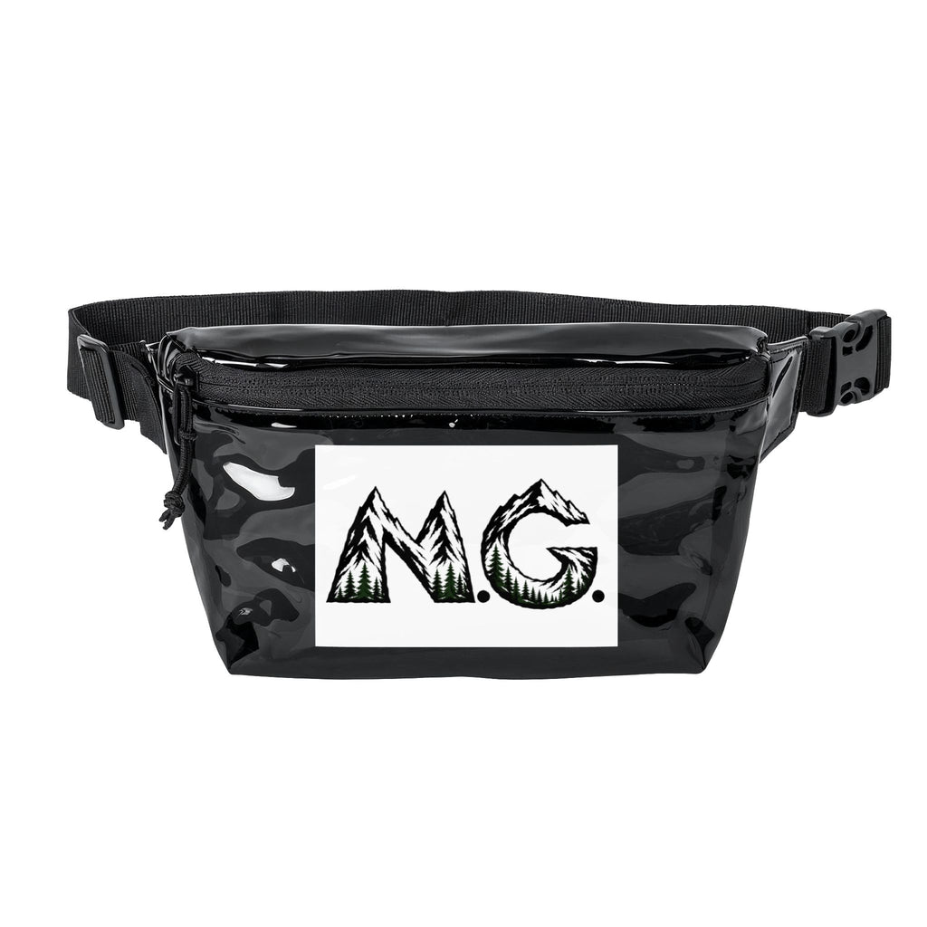 Riñonera transparente blanca y negra – Bolso de estadio para festivales con el logo de MG