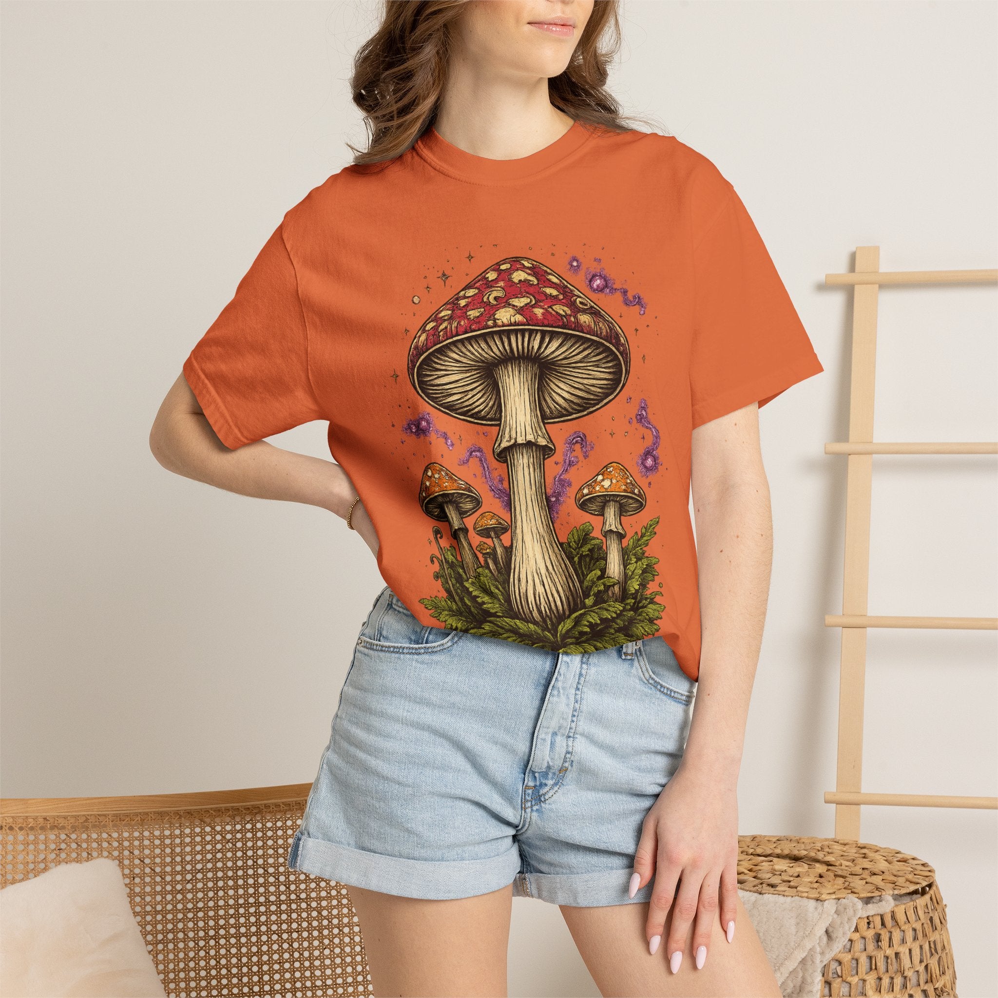 City: Portland Mushroom Graphic T-Shirt — Vintage Forest Amanita Design