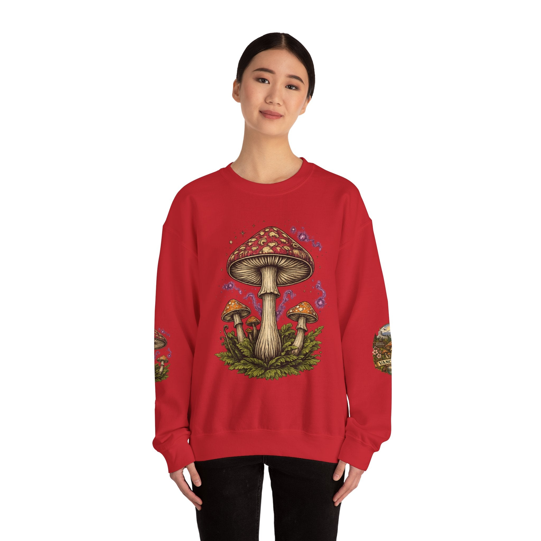 City:  Vancouver Crewneck Sweatshirt — Scenic Pacific Northwest Fungi Design