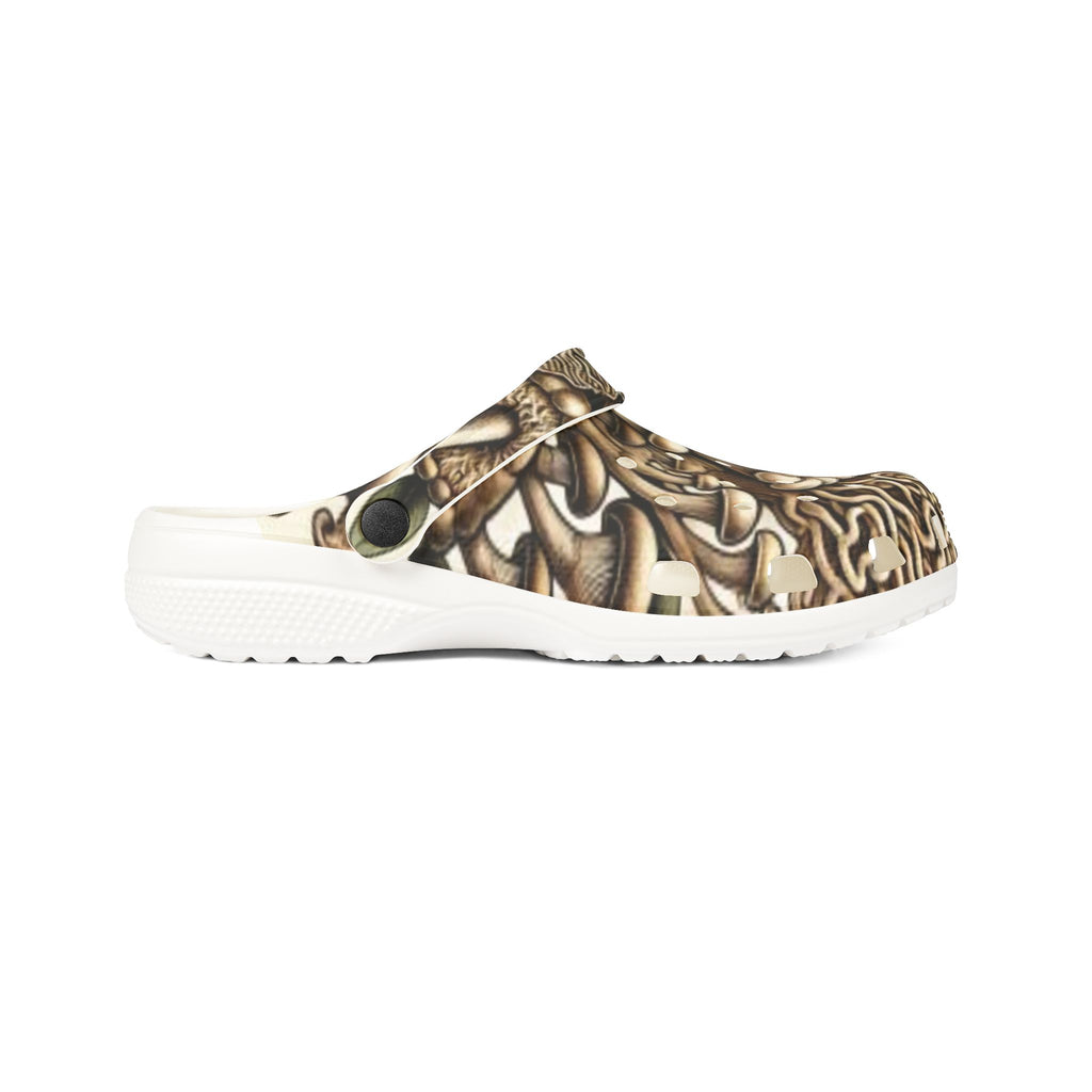 Mushroom Art EVA Clogs — Brown Psychedelic Fungi Clogs