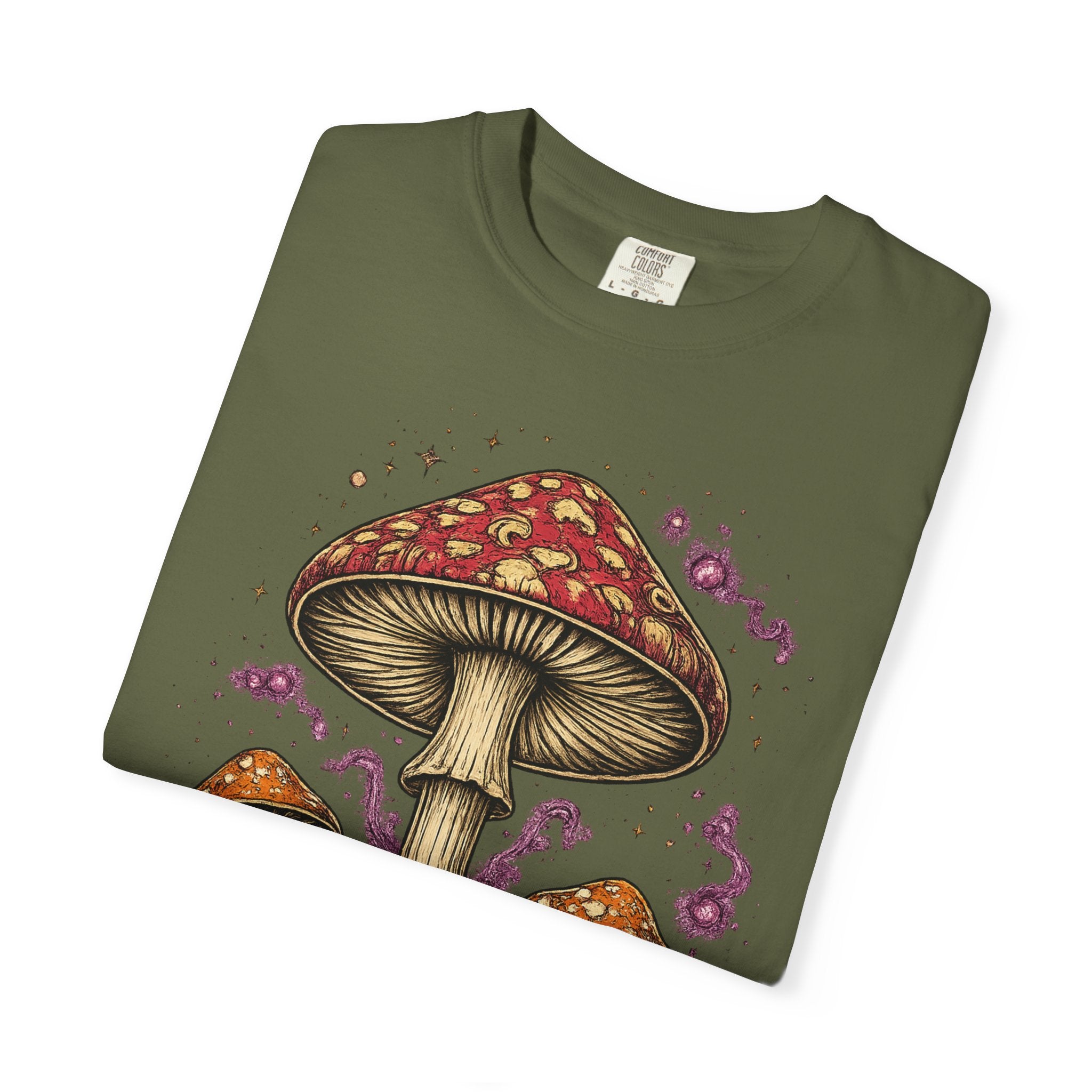 City: Portland Mushroom Graphic T-Shirt — Vintage Forest Amanita Design