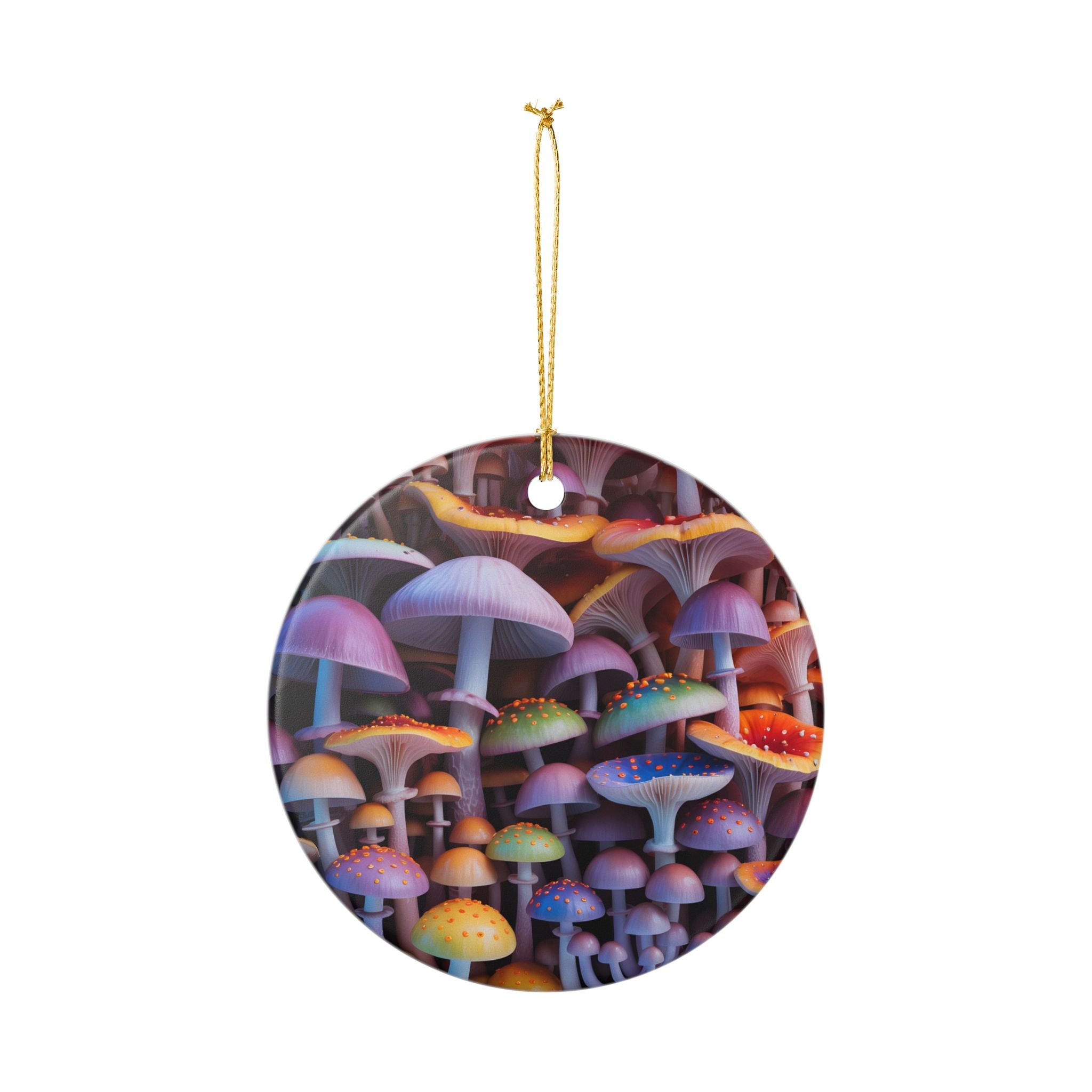 Ceramic Ornament: Heart Ceramic Ornament Colorful Psychedelic Mushroom Decoration