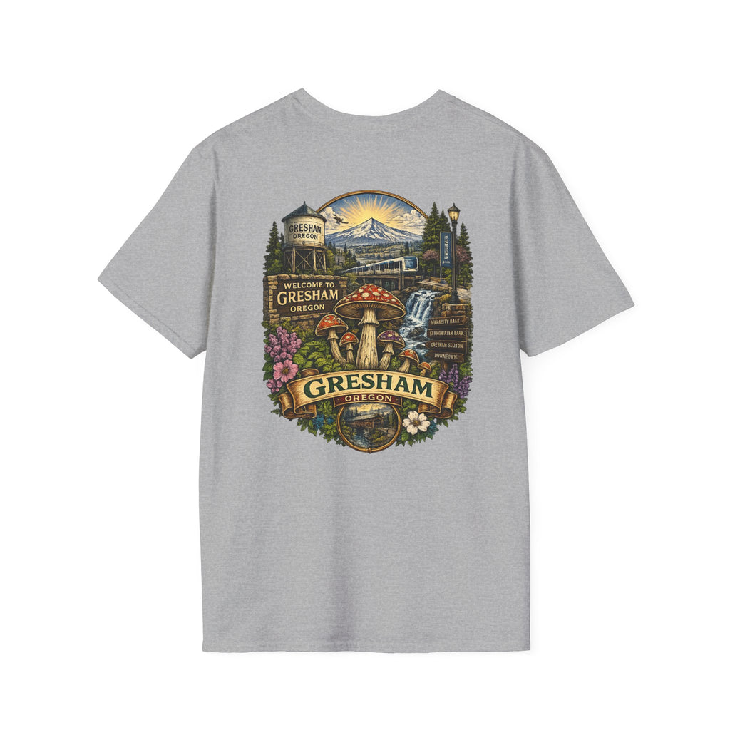 City: Gresham Psychedelic Mushroom Graphic T-Shirt — Red Amanita Illustration