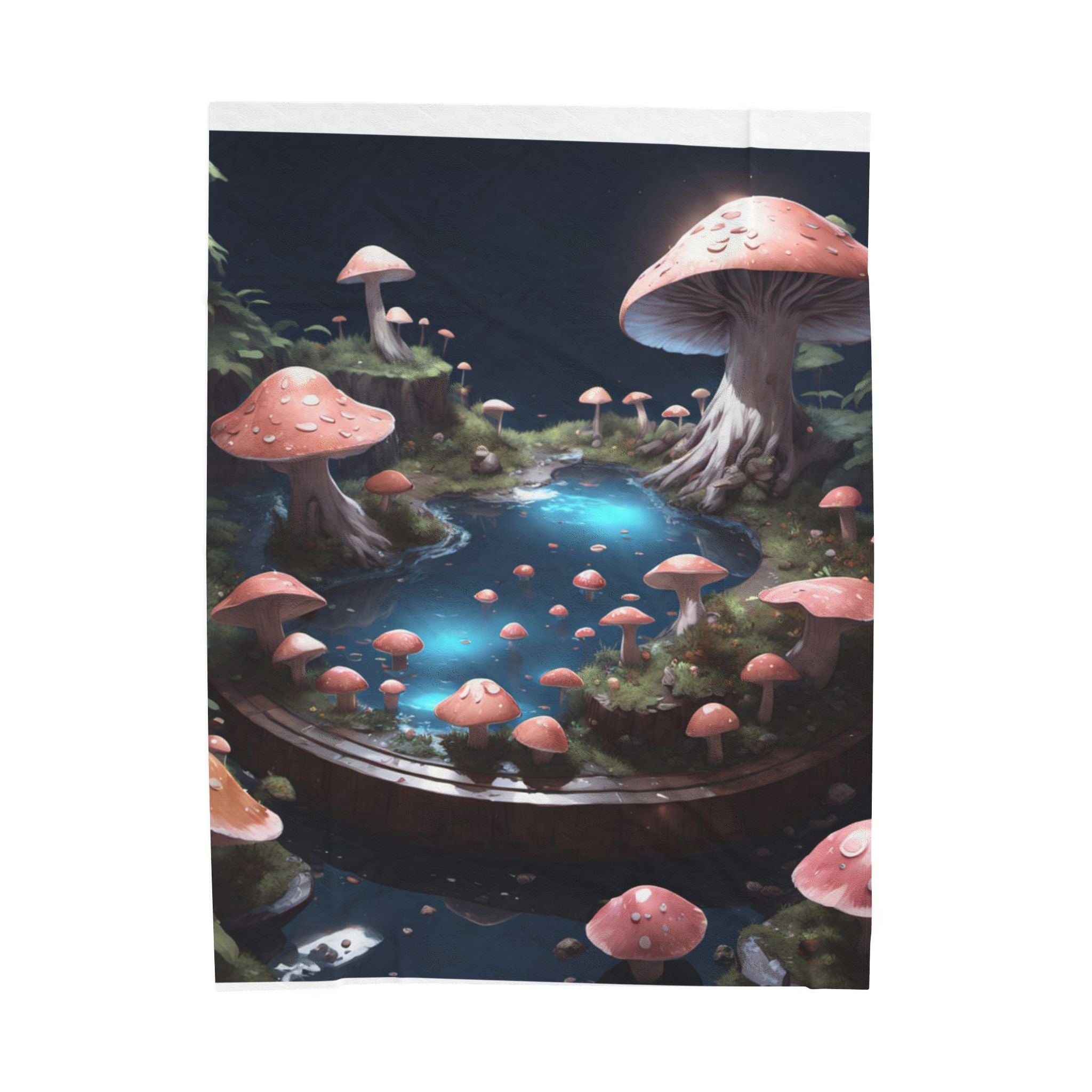 Mushroom Fairy Pond Velveteen Plush Blanket