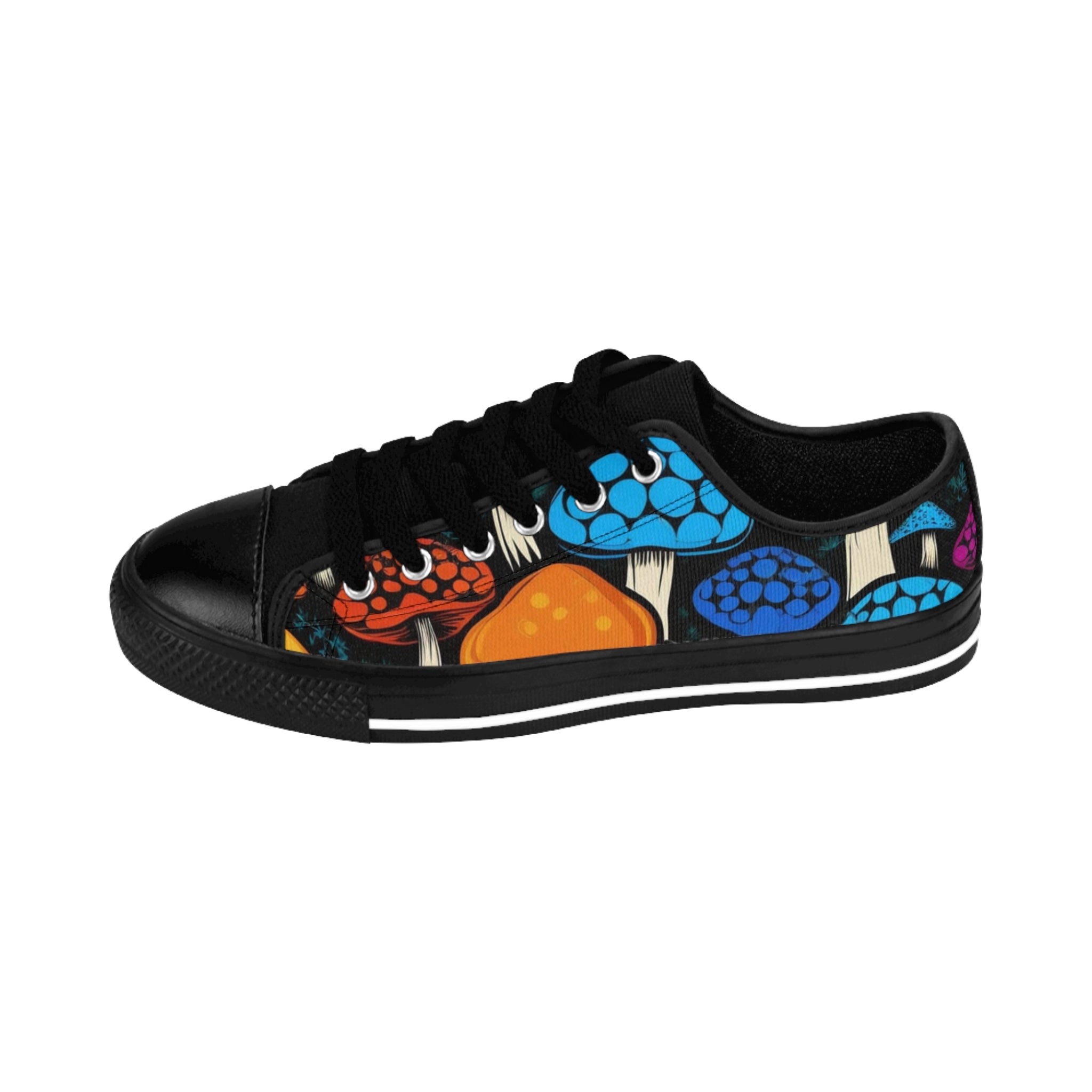 Mushroom Pattern Women's Sneakers — Colorful Psychedelic Fungi Canvas Shoes