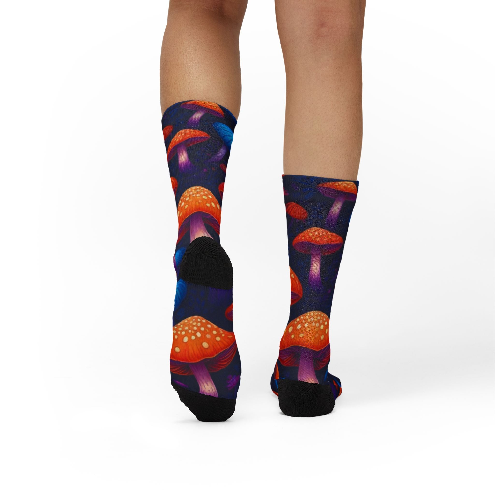 Socks: Psychedelic Mushroom Art Socks — Vibrant Sublimation Crew Socks