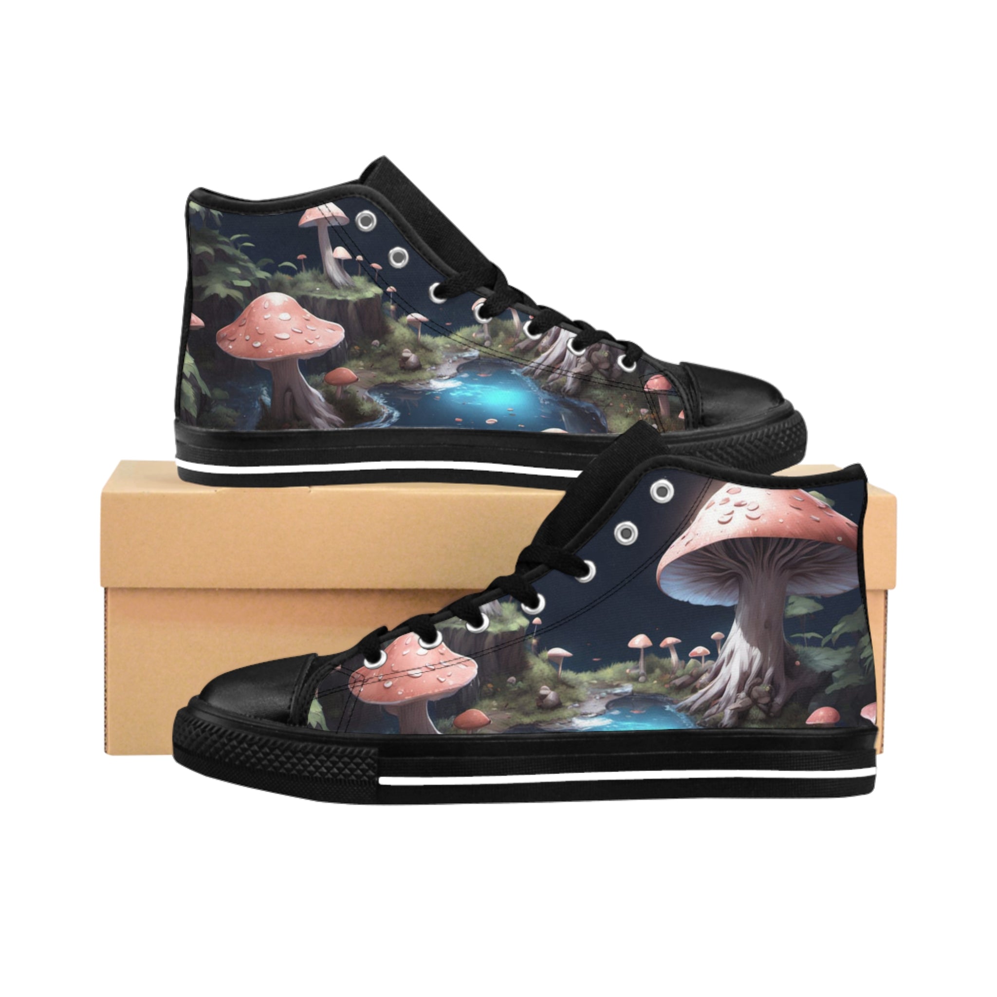 High-Top Sneakers — Enchanted Mushroom Forest Design