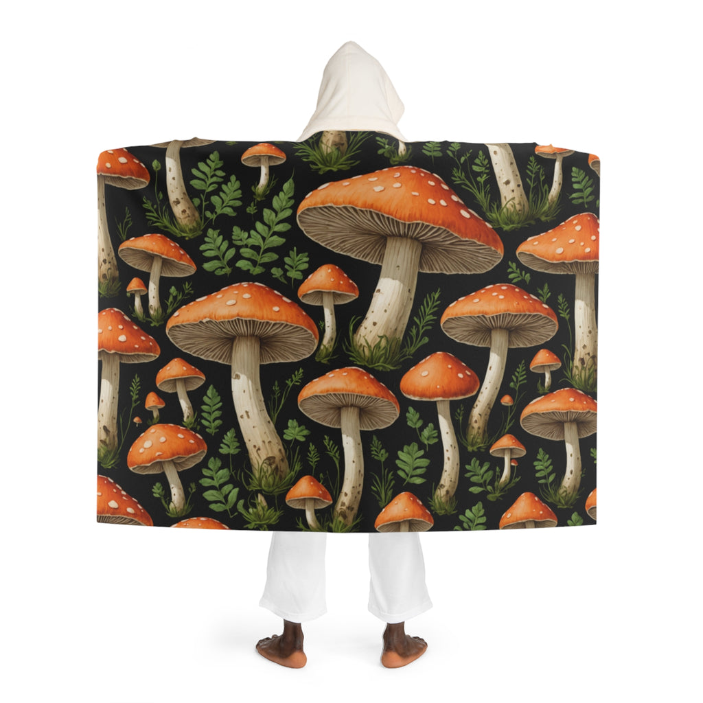 Mushroom Hooded Sherpa Blanket – Cozy Forest Toadstool Fleece Throw
