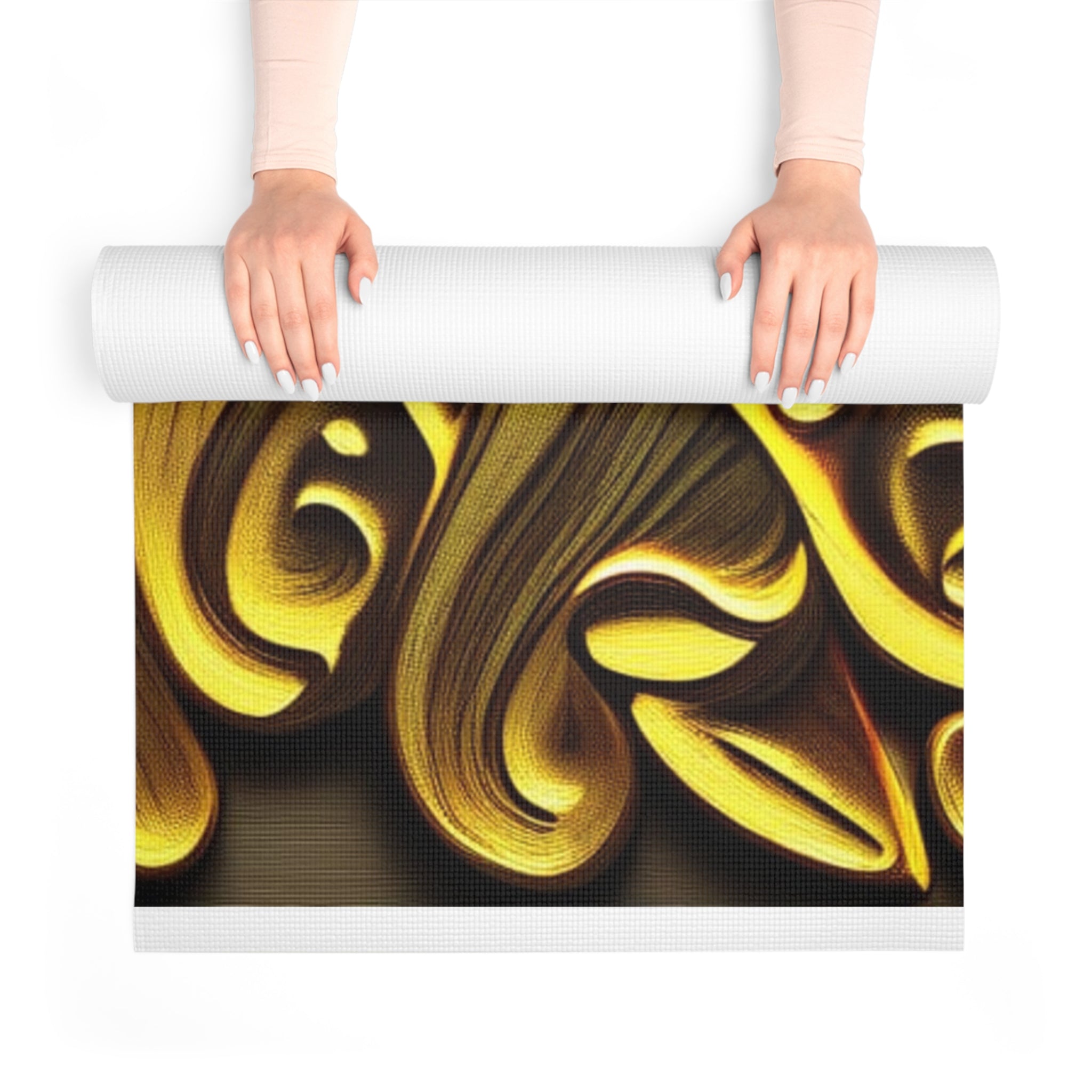 Golden Mushroom Foam Yoga Mat — Psychedelic Fungi Design for Meditation & Home Practice
